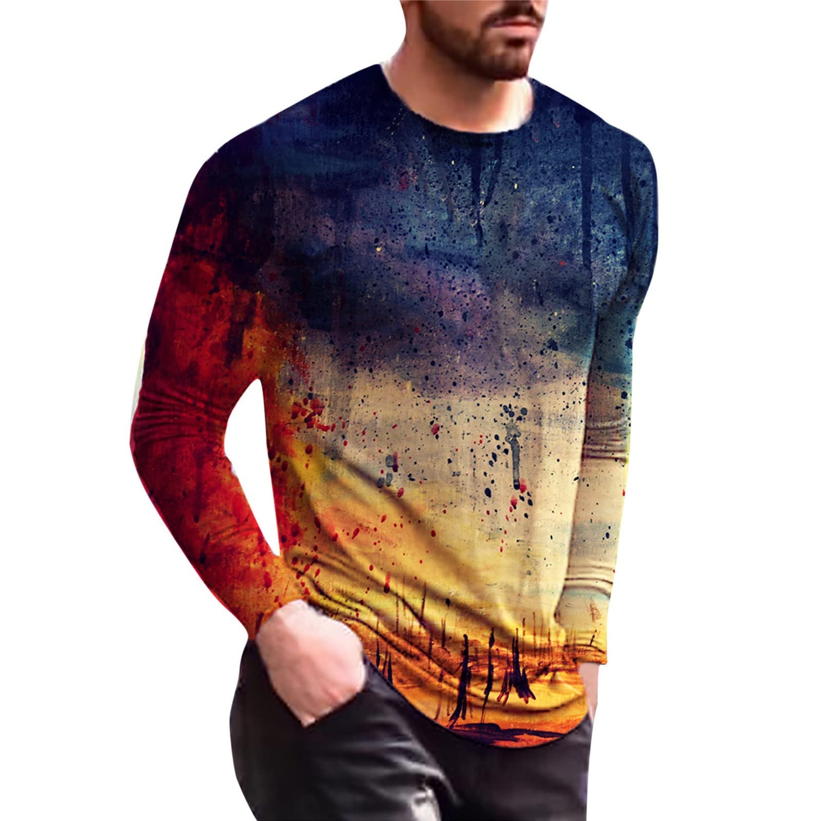 **Men's Compression Long Sleeve Shirt - Breathable O-Neck Workout & Daily Wear - Gym, Running & Casual Outfits**