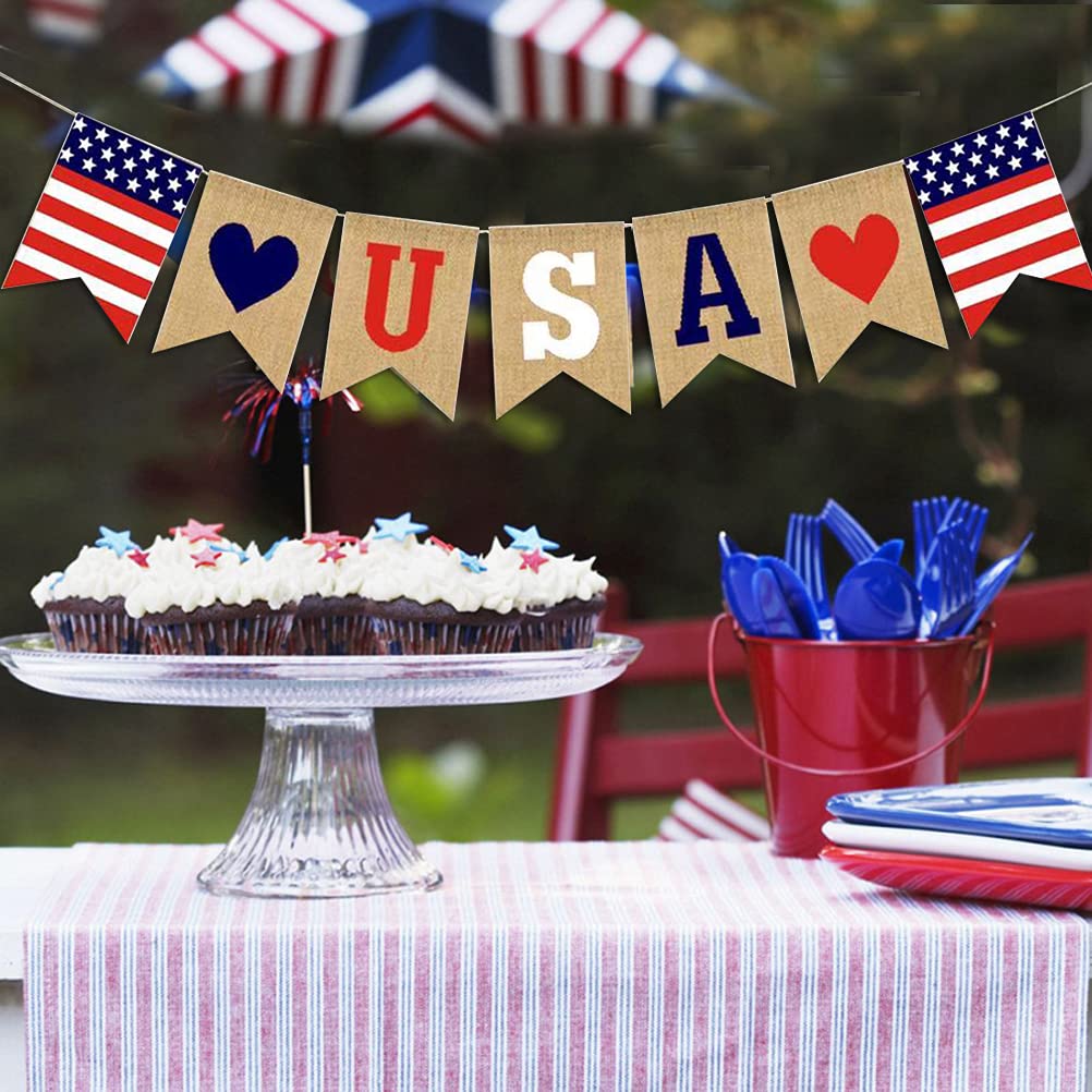 USA Patriotic Banner - 4th of July Decorations, Memorial Day Garland, Independence Day Party Supplies for Home & Outdoor Celebrations - Perfect for Backyard BBQs, Parades & Patriotic Holidays