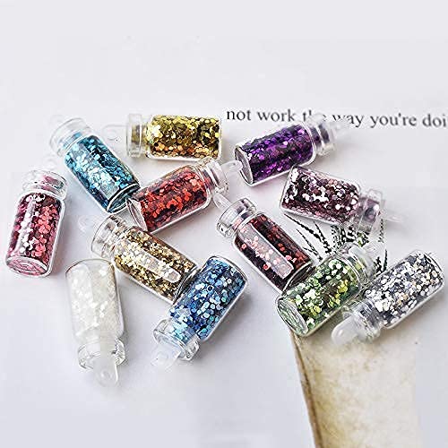 Qumeidie 3D Glitter Nail Art Set - 48 Multicolor Nail Glitter Bottles for DIY Manicure, Nail Salon & Party Nail Designs