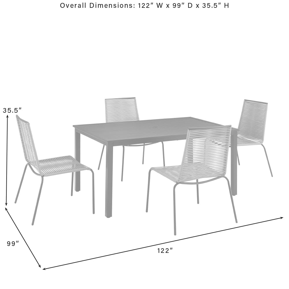 Crosley Fenton 5-Piece Outdoor Wicker Dining Set - Patio Table & 4 Chairs with Gray Cushions, Matte Black - Perfect for Backyard, Deck, Garden & Outdoor Entertaining