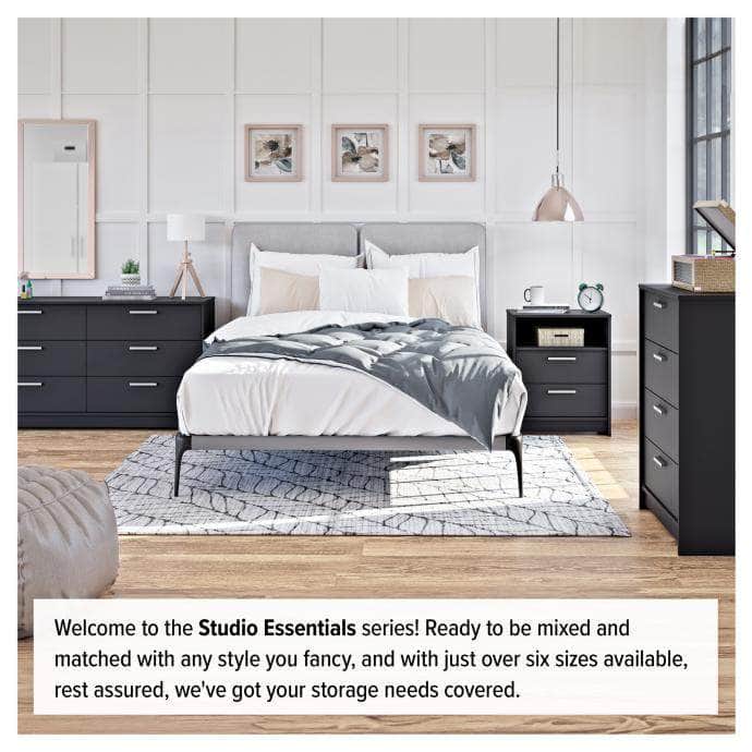 Black 3-Drawer Nightstand - Modern Bedside Table with Storage for Bedroom, Living Room & Office | Studio Essentials Collection