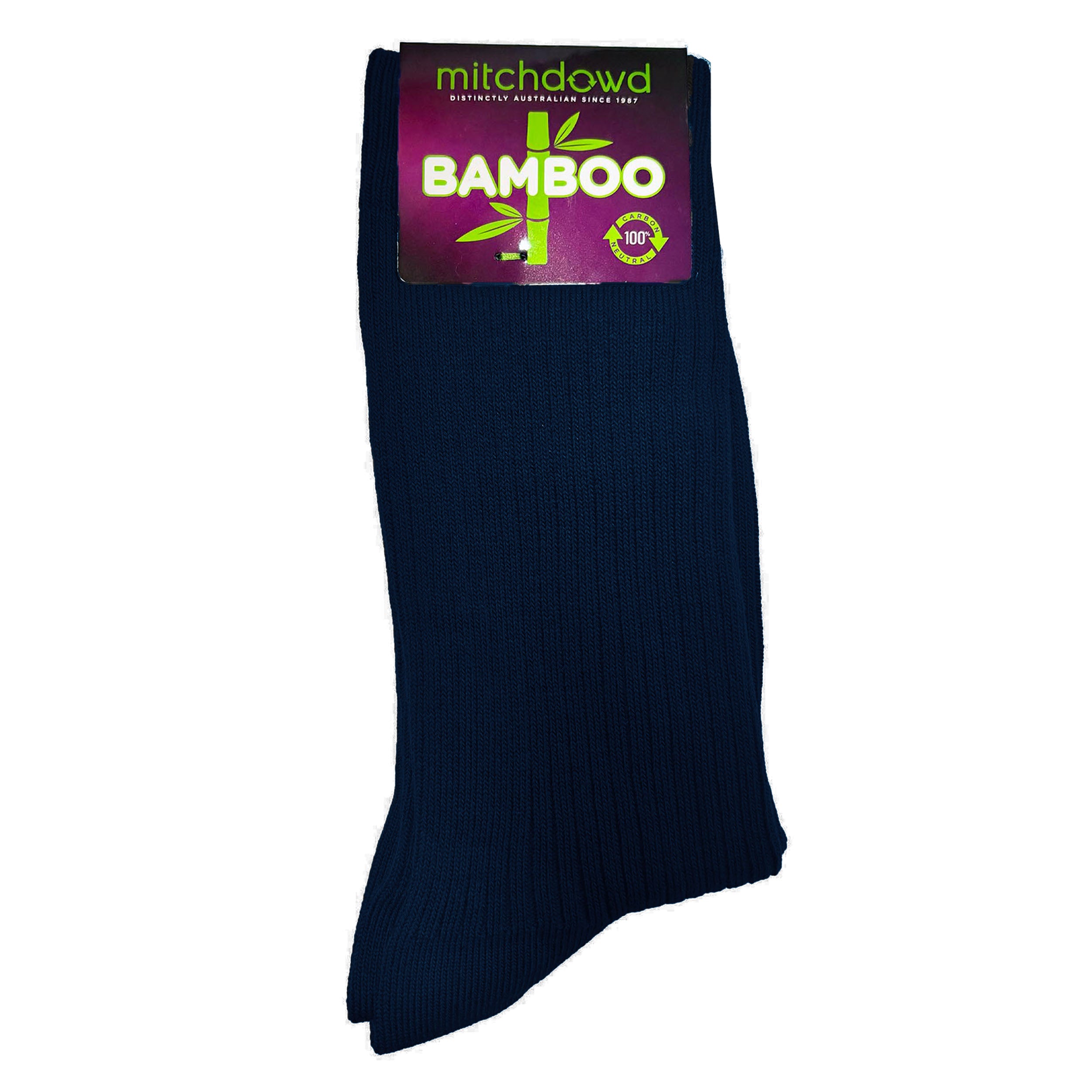 Men's Bamboo Rib Crew Socks - Navy Blue Soft Breathable Comfortable Socks for Everyday Wear, Work & Outdoor Activities