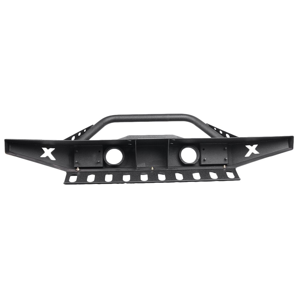 Jeep Wrangler JK 07-18 Front Bumper - Heavy Duty Rock Crawler Bumper with Skid Plate, Fog Light Holes, D-Rings & Winch Plate | Textured Black Finish | Off-Road, Trail Riding & Adventure Vehicle Protection