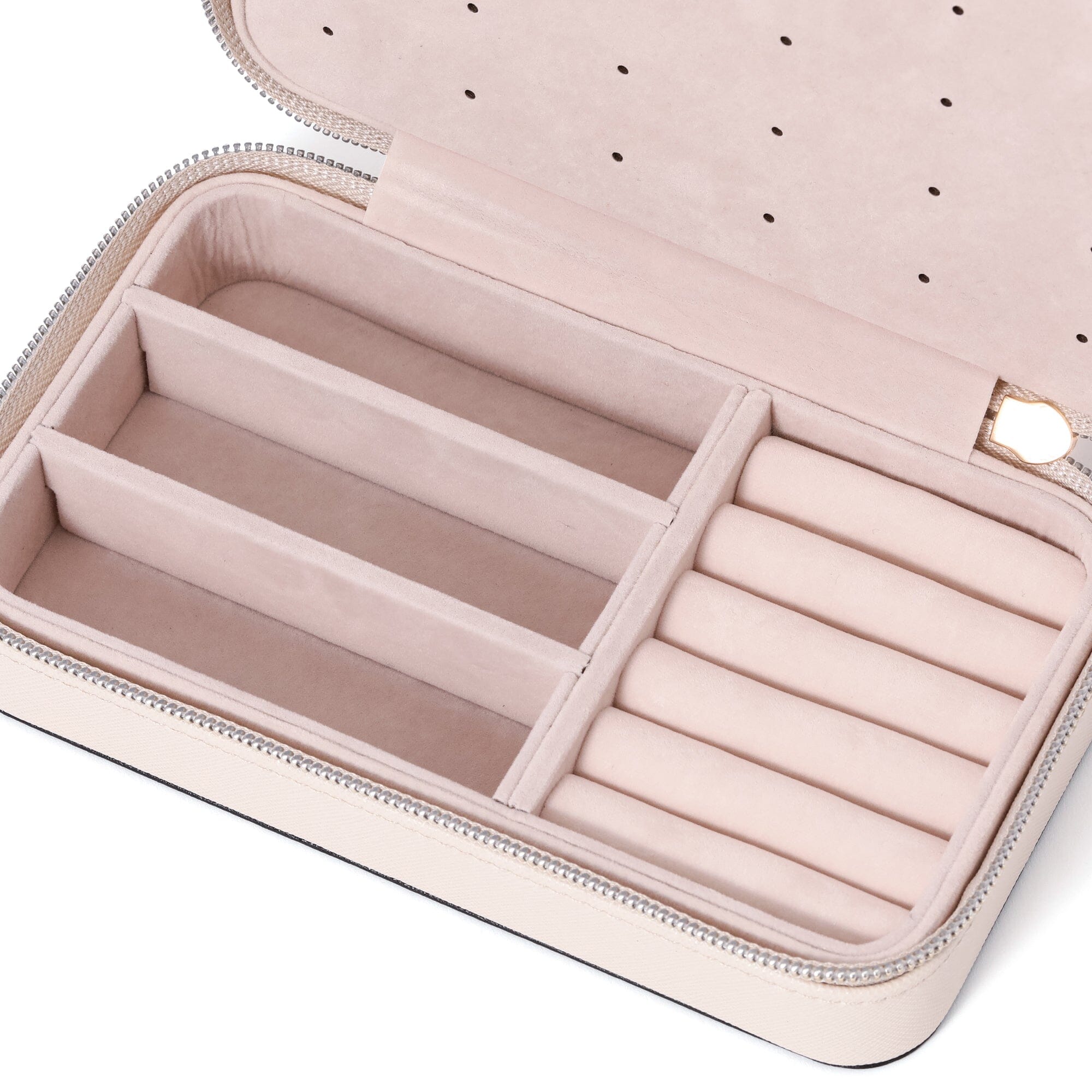 Elegant Bicolor Travel Jewelry Organizer Box - Ivory White | Perfect for Vacation, Business Trips & Gift Giving