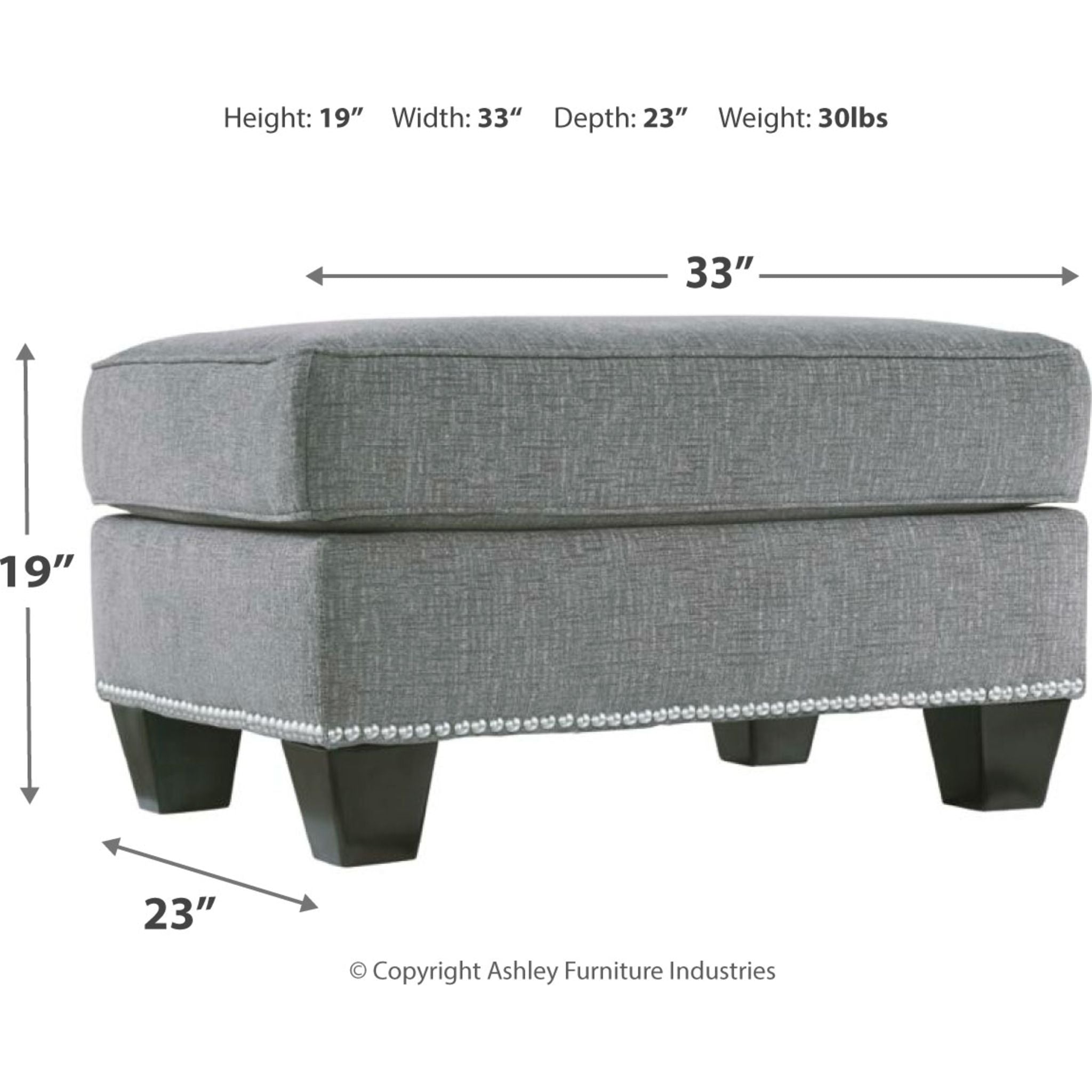 Barrali Ottoman Storage Bench with Tufted Upholstery - Modern Footrest Pouf for Living Room, Bedroom & Entryway - Soft Gray (Fog) - Perfect for Extra Seating & Home Decor