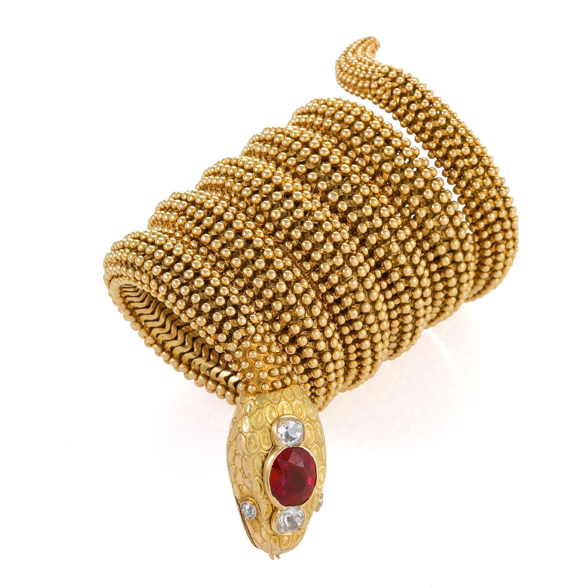 Bulgari Ceylon Ruby Serpenti Bracelet - Luxury 18K Gold Snake Bracelet for Women, Elegant Jewelry Gift for Her, Perfect for Parties & Special Occasions