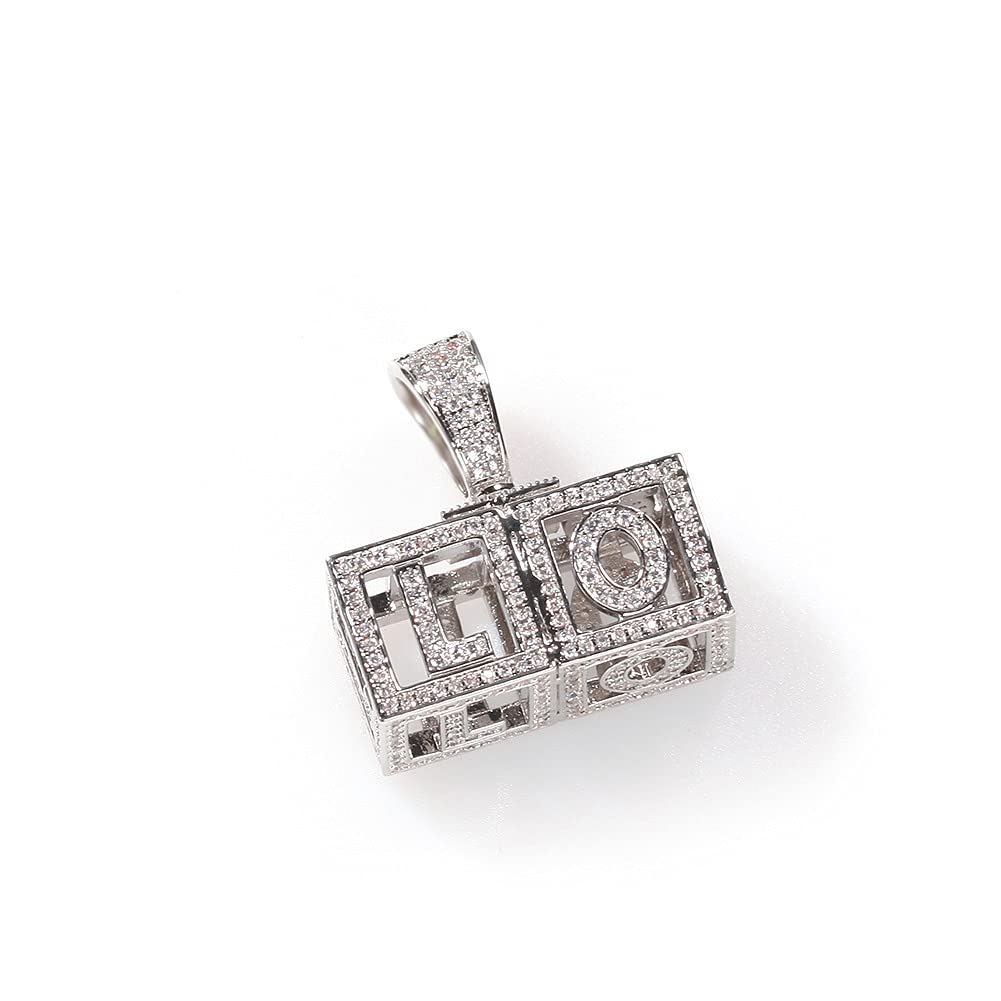 Custom Personalized Cube Dice Letter Pendant Necklace - Iced Out Simulated Diamond Hip Hop Chain for Men & Women | Perfect for Gifts, Parties, and Streetwear Fashion