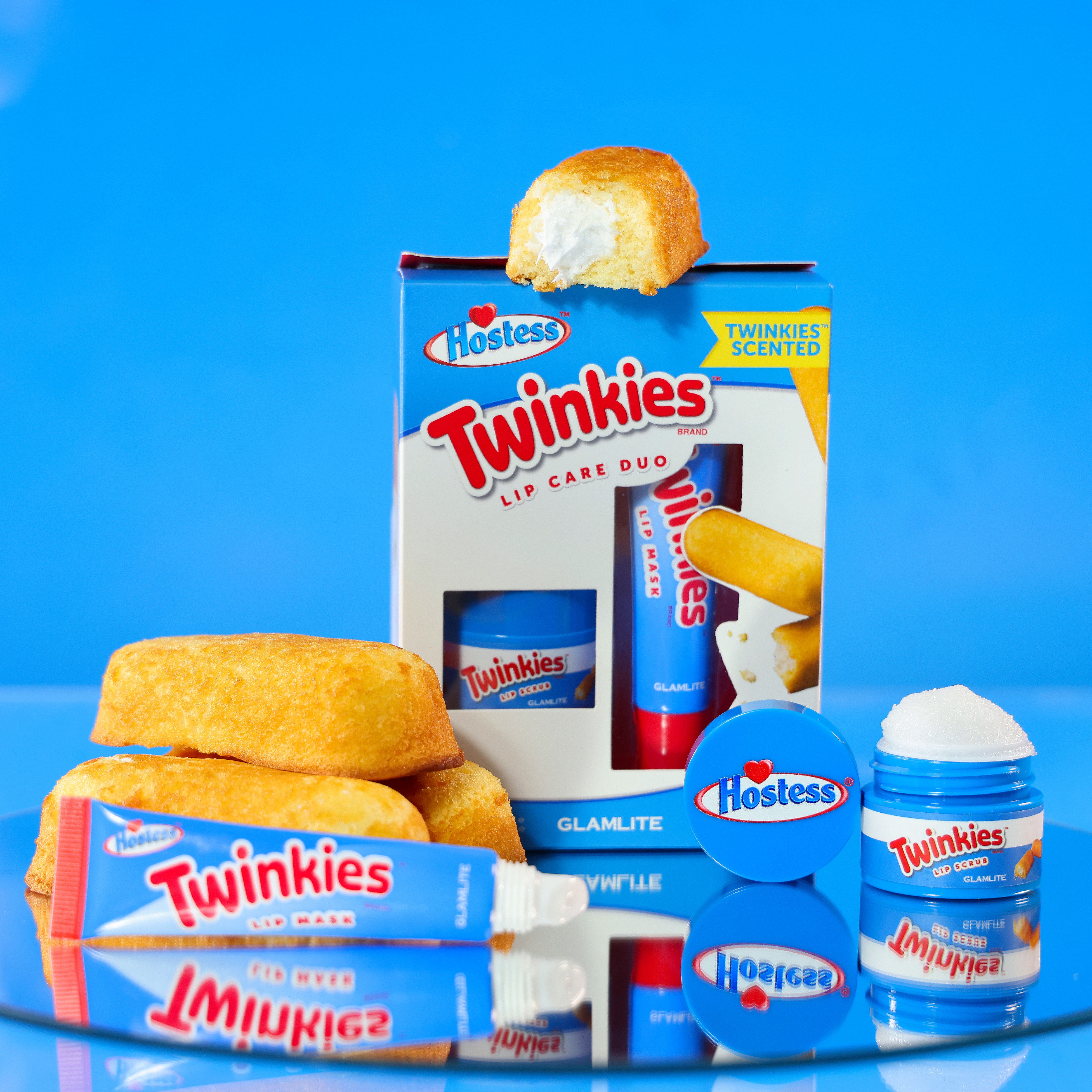 Glamlite x Hostess Twinkies Lip Balm & Lip Gloss Set - Moisturizing & Shiny Lip Care Duo for Everyday Wear & Makeup Looks