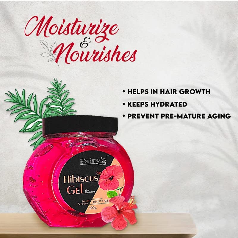 Pure Hibiscus Gel for Face & Hair Care - 400gm Moisturizing & Nourishing Treatment (Pack of 2) - Ideal for Dry Skin, Frizzy Hair & Daily Beauty Routine