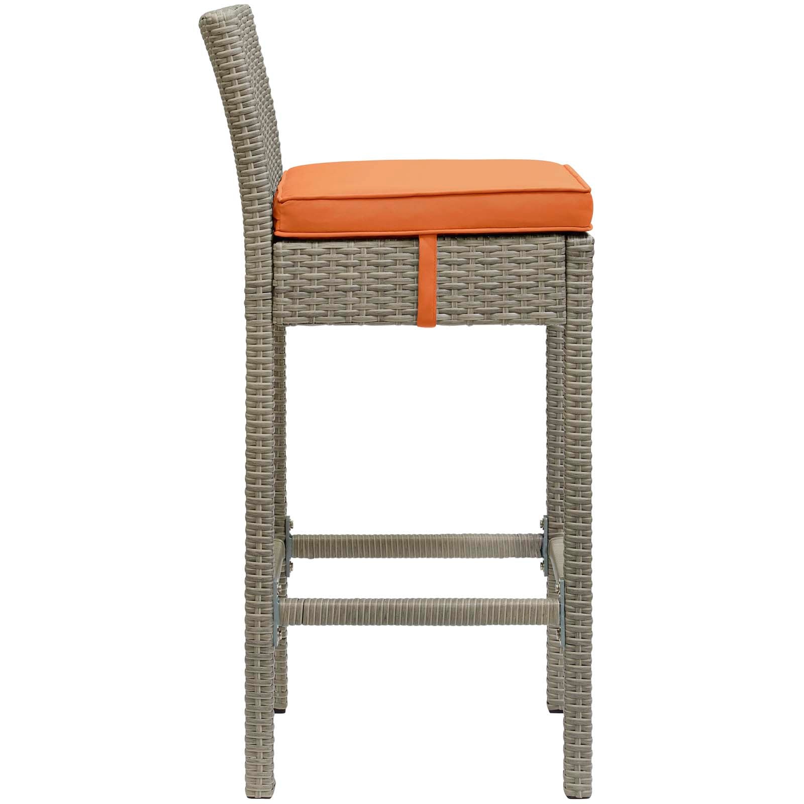 Outdoor Patio Bar Stool - Wicker Rattan Bar Height Stool with Conduit Frame - Perfect for Backyard, Garden, and Poolside Seating