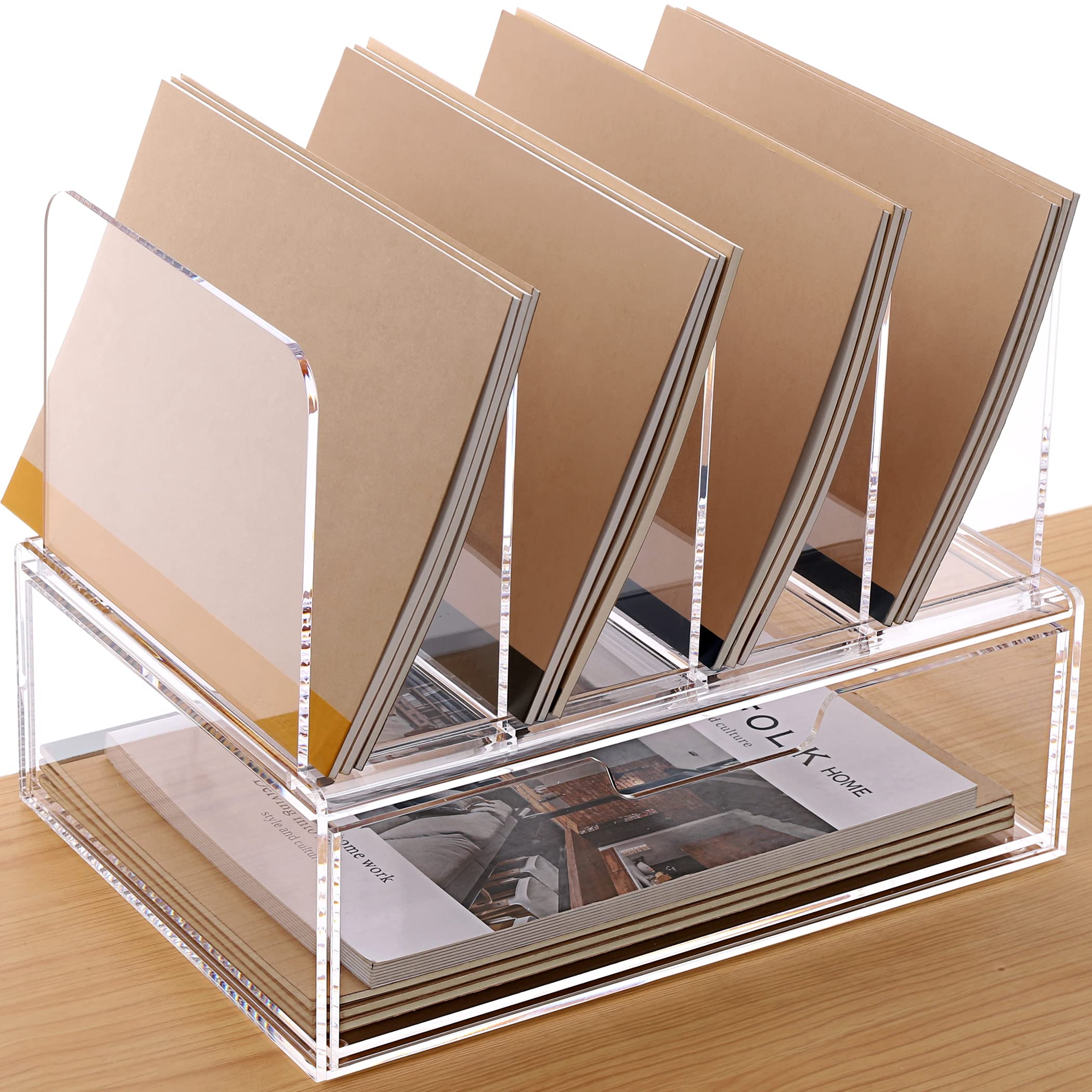 Clear Acrylic Desk Organizer with Drawer - Office Supplies Storage for Files, Papers & Stationery - 1 Pack - Perfect for Home Office, Workspace & School Organization