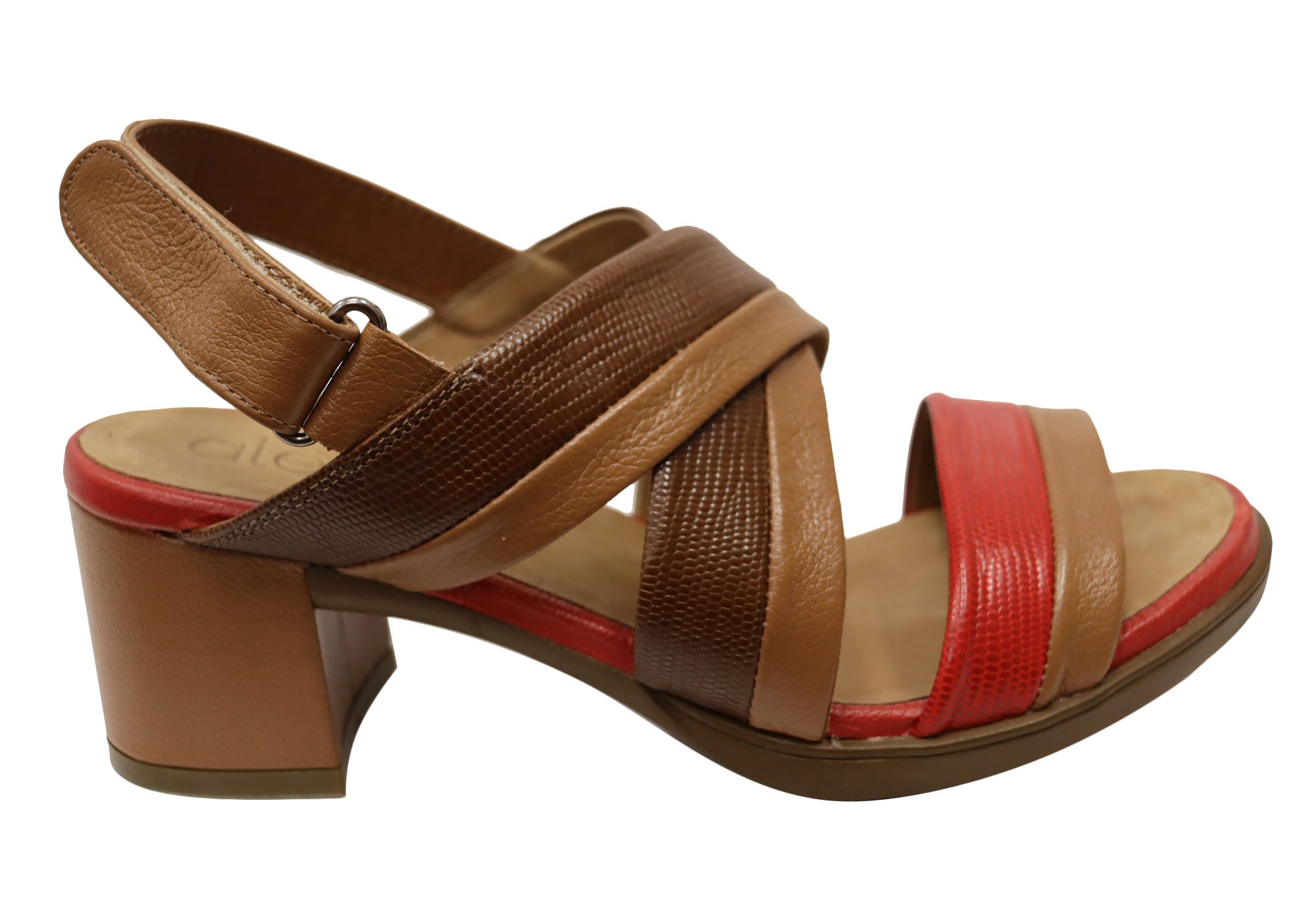 Opananken Nancie Women's Comfortable Leather Mid Heel Sandals - Stylish & Supportive for Work, Date Night & Summer Outings