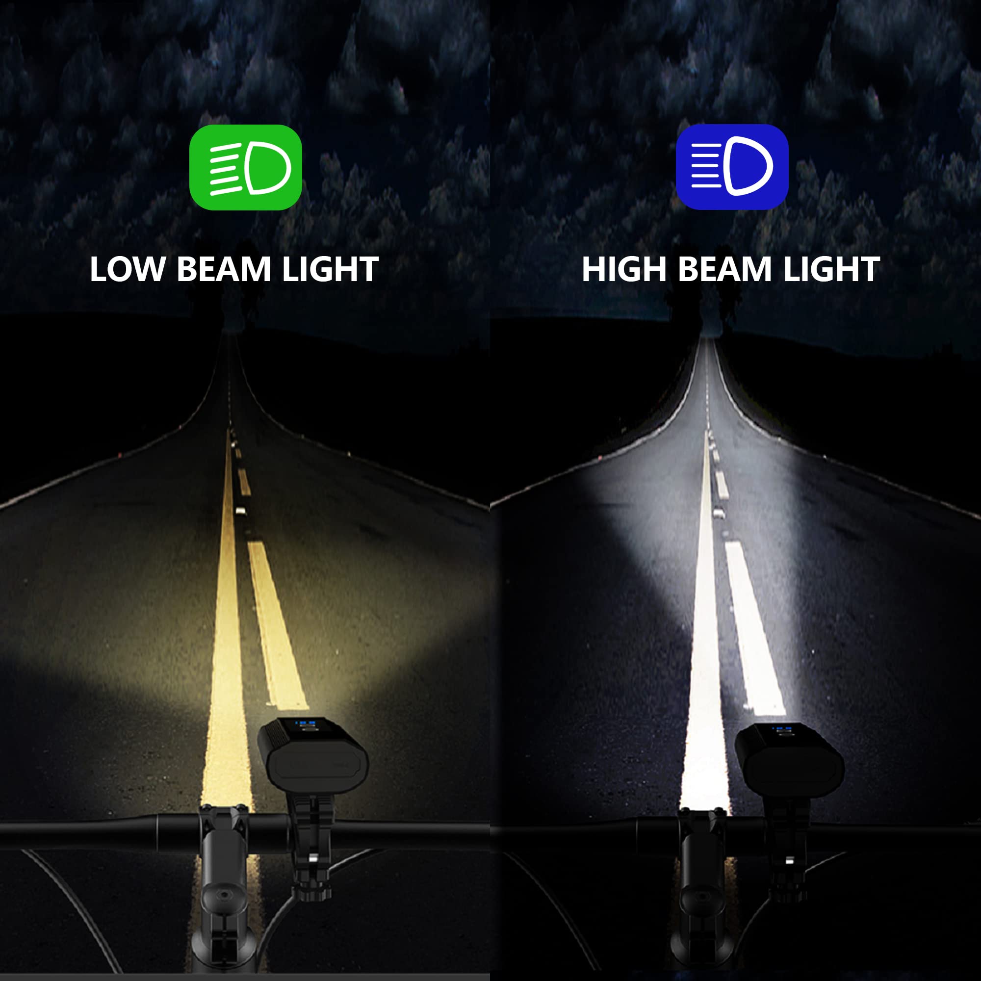 2023 Super Bright 1800 Lumen USB-C Rechargeable Bike Light with Remote - High/Low Beam Bicycle Headlight for Night Riding & Commuting