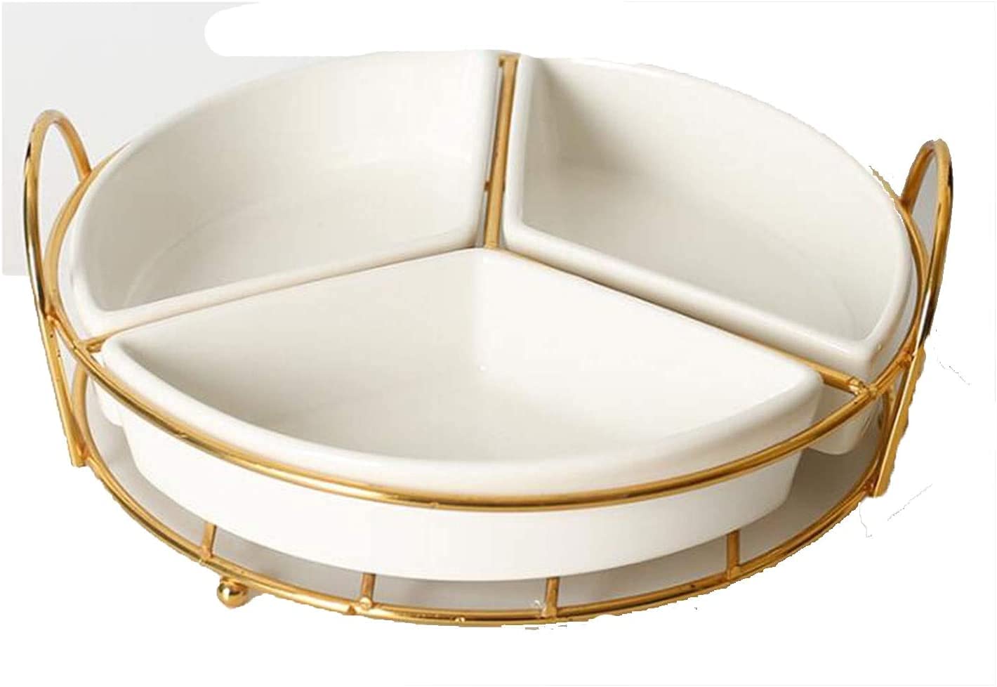 Premium Ceramic Snack Tray - Dried Fruit & Nut Storage Container with Grid Design | Elegant Living Room Candy Platter & Food Organizer | Perfect for Entertaining, Parties, and Healthy Snacking