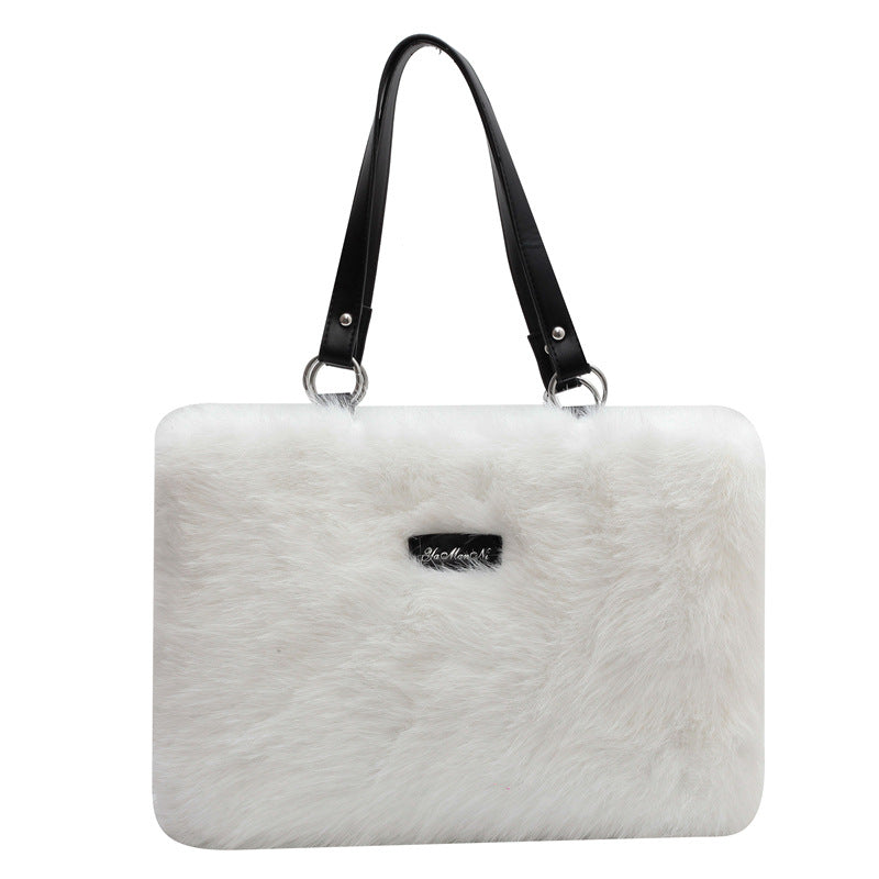 Women's Winter Plush Flower Shoulder Bag - Elegant Handbag for Casual Outings, Shopping & Travel