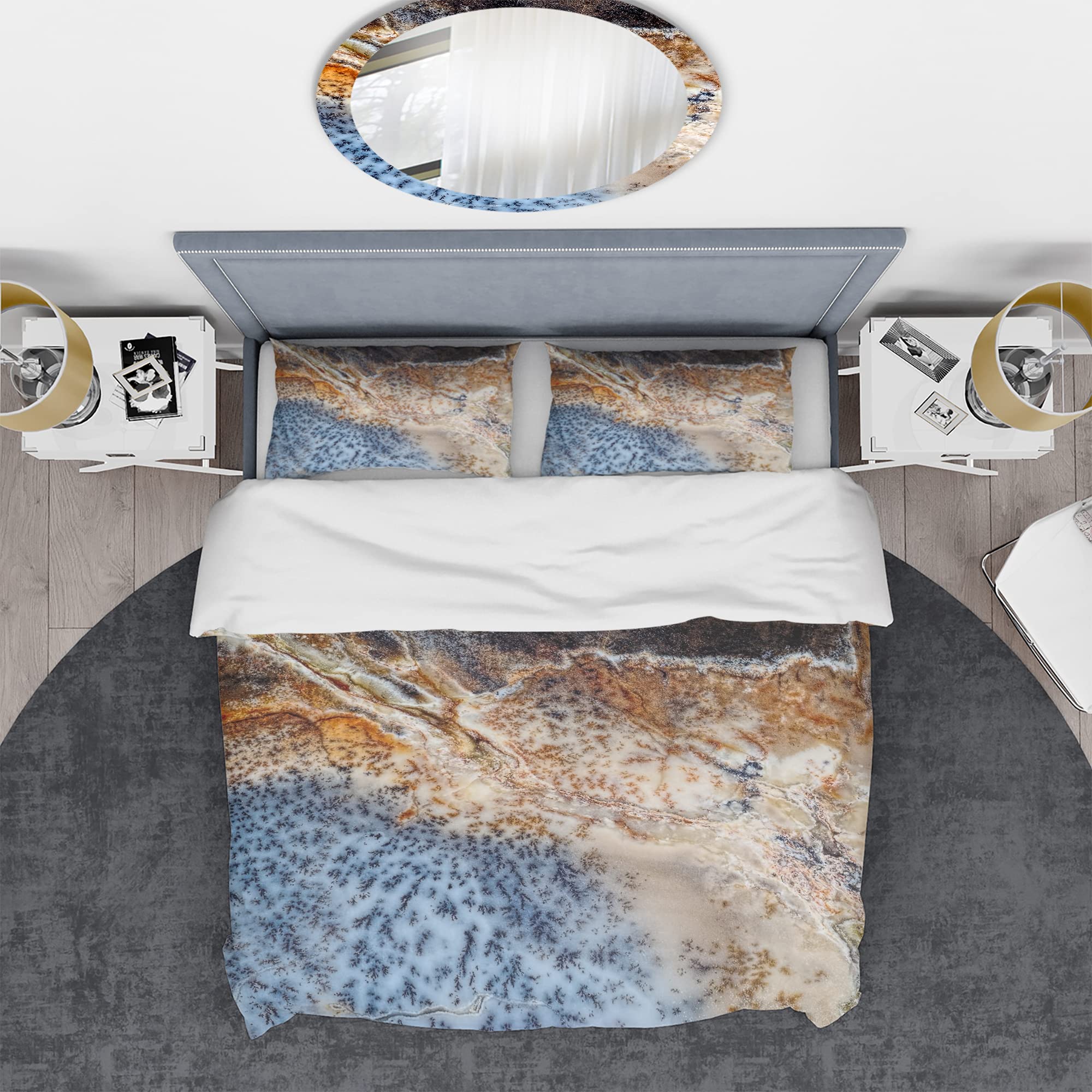Moss Agate Spotted Modern Duvet Cover Set - Twin Size Brown Abstract Bedding 3-Piece Set | All-Season Contemporary Bedroom Decor for Teens & Adults