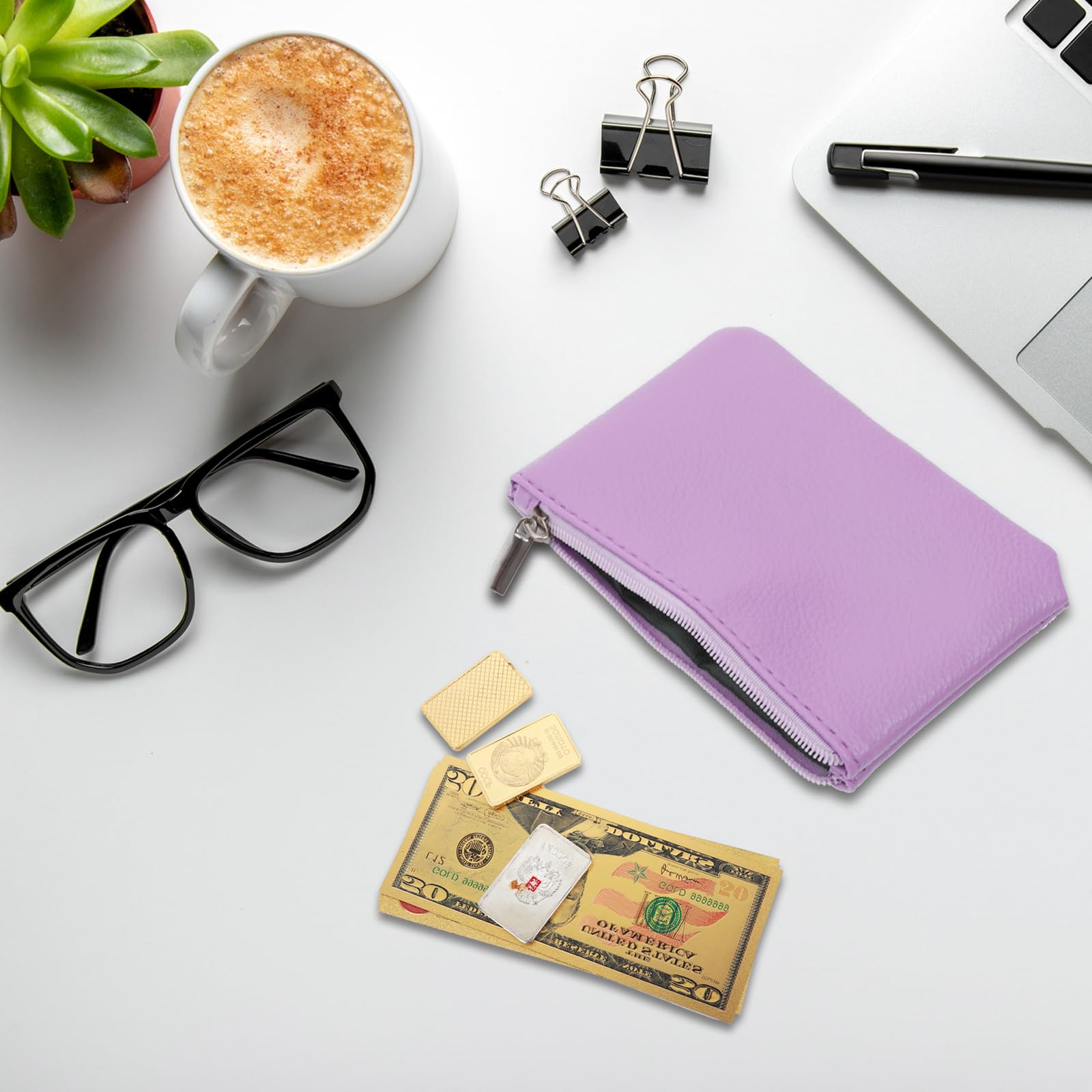 Giantree Small Women's Wallet - Cute PU Lychee Pattern Coin Purse, Mini Portable Change Holder for Girls & Ladies (Light Purple) - Perfect for Carrying ID, Keys, Headphones & Lipstick On-the-Go