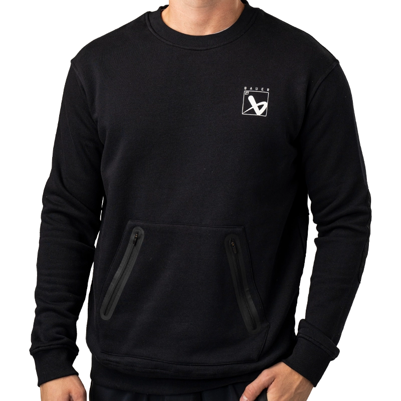 Bauer Quilted Crew Senior Black Jacket - Warm & Comfortable Winter Outerwear for Men - Perfect for Outdoor Activities, Hiking, and Casual Wear