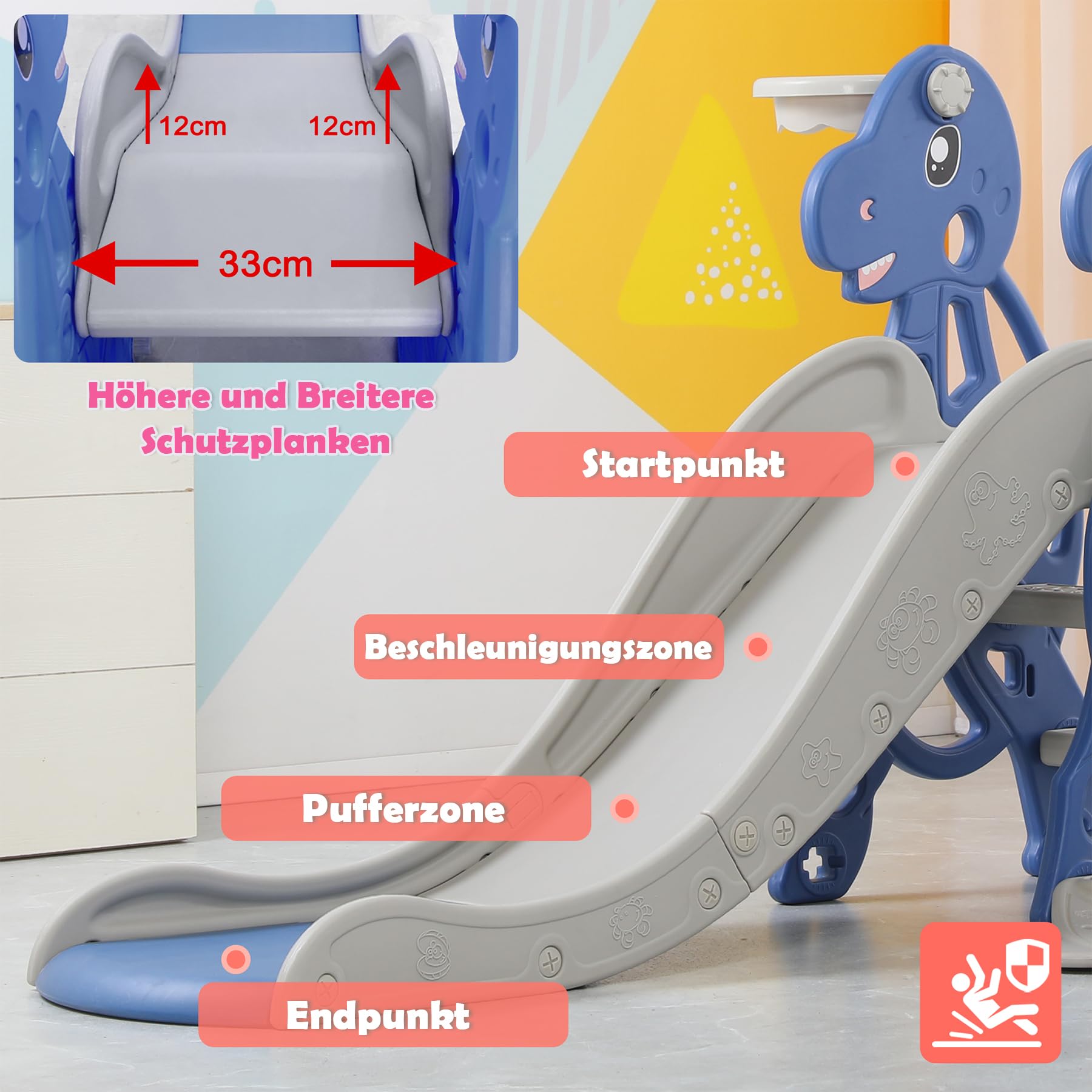 **4-in-1 Kids Play Slide with Basketball Hoop, Swing & Climbing Tower - Indoor & Outdoor Toddler Slide for Ages 1+ - Perfect for Backyard, Garden & Playroom Fun**