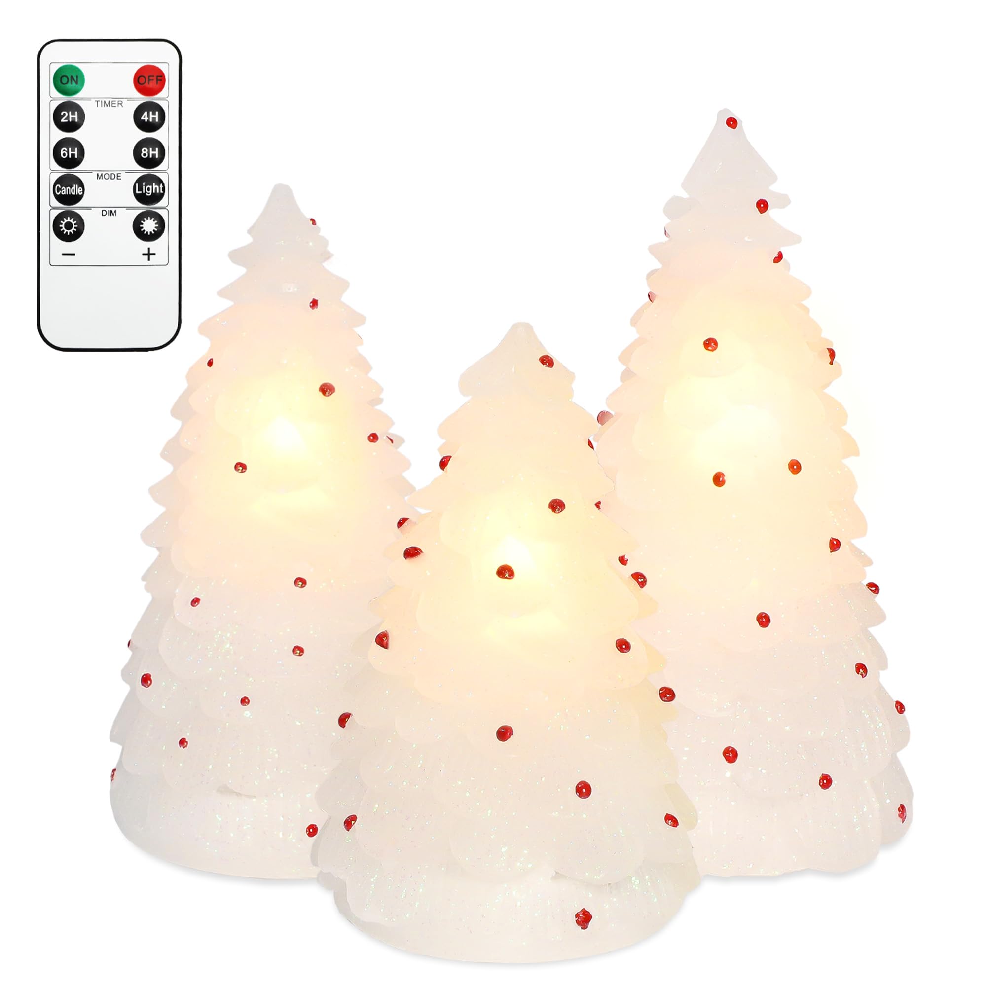 Handmade Carved LED Christmas Candles with Remote - Set of 3 Real Wax Flameless Candles for Holiday Decor | Perfect for Christmas Tree, Home, Party, Bedroom, Easter & Spring Decorations