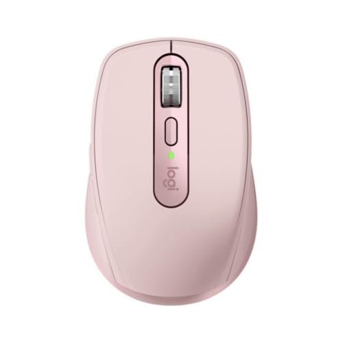 Logitech MX Anywhere 3 Wireless Mouse - Compact Ergonomic Design, 4000 DPI, Bluetooth/USB - Rose Pink + 4-Port USB Hub Bundle - Perfect for Travel, Office & Home Workspace