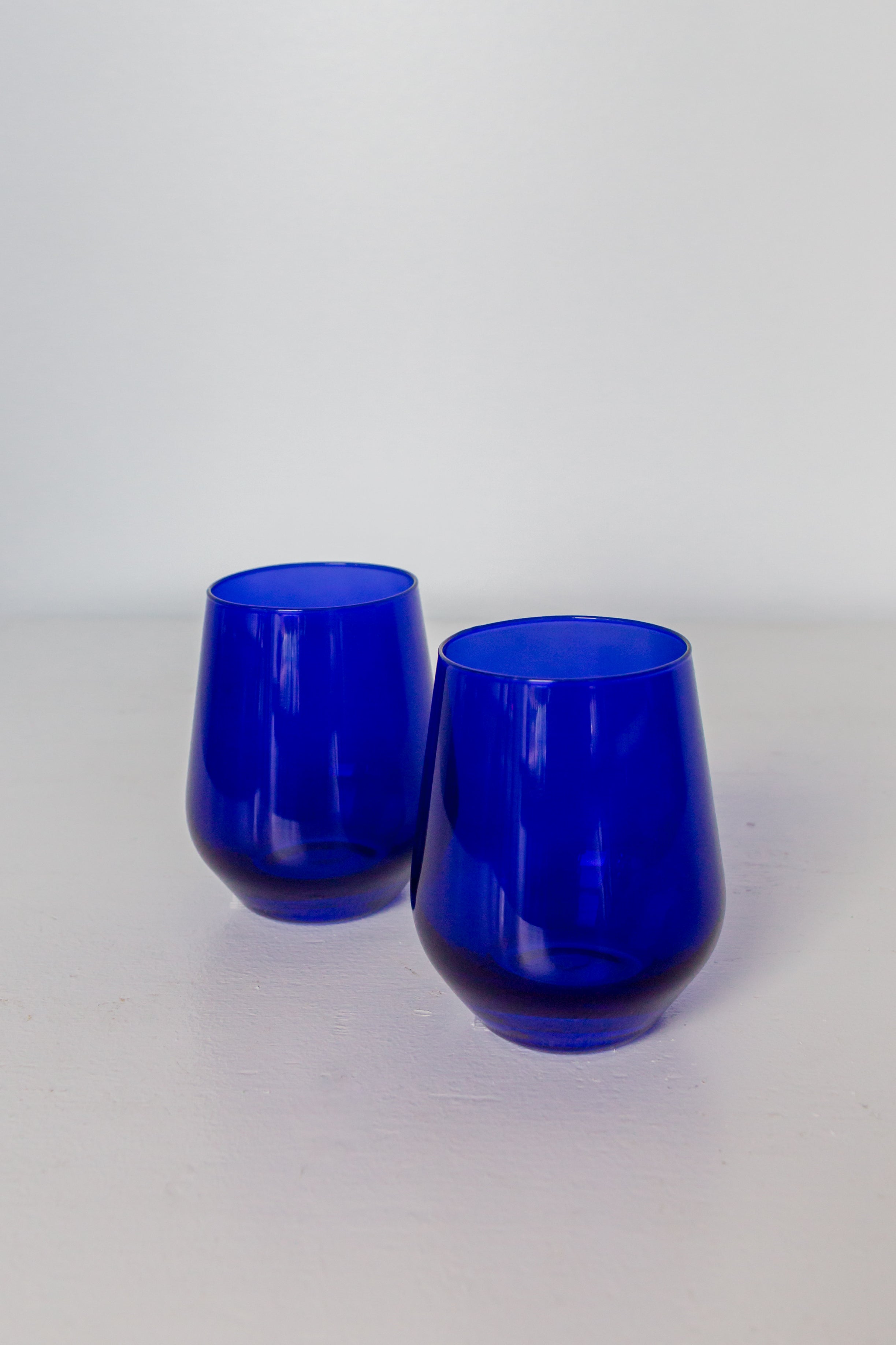 Estelle Colored Wine Stemless Glasses Set of 2 - Royal Blue Crystal Clear Stemless Wine Tumblers for Red & White Wine - Perfect for Dinner Parties, Gifts & Home Bar Decor