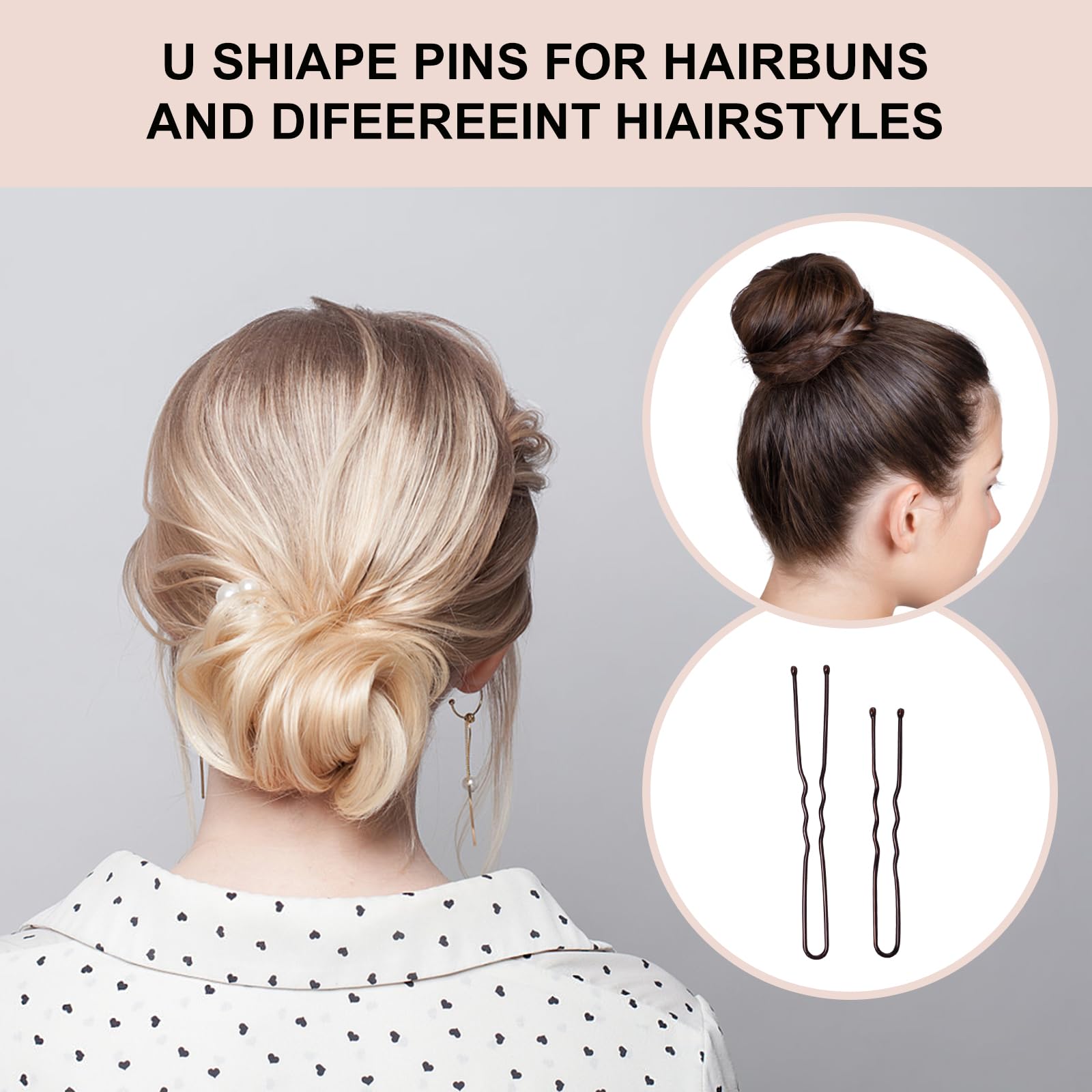 400PCS Premium Brown Bobby Pins for Women - Non-Slip, Pain-Free Hair Pins with Clear Hair Bands & Storage Box - Invisible Hair Accessories for Daily Styling, Updos, and Special Occasions