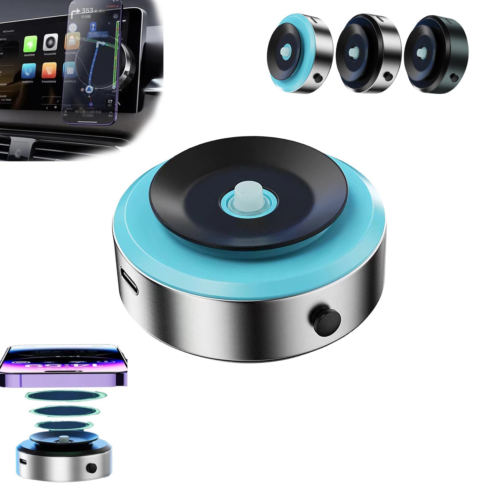 MPP Gripmaster 360 Magnetic Phone Holder for Car - Universal Vacuum Suction Cup Mount with Strong Adsorption - Compatible with All Smartphones - Perfect for Hands-Free Driving & GPS Navigation