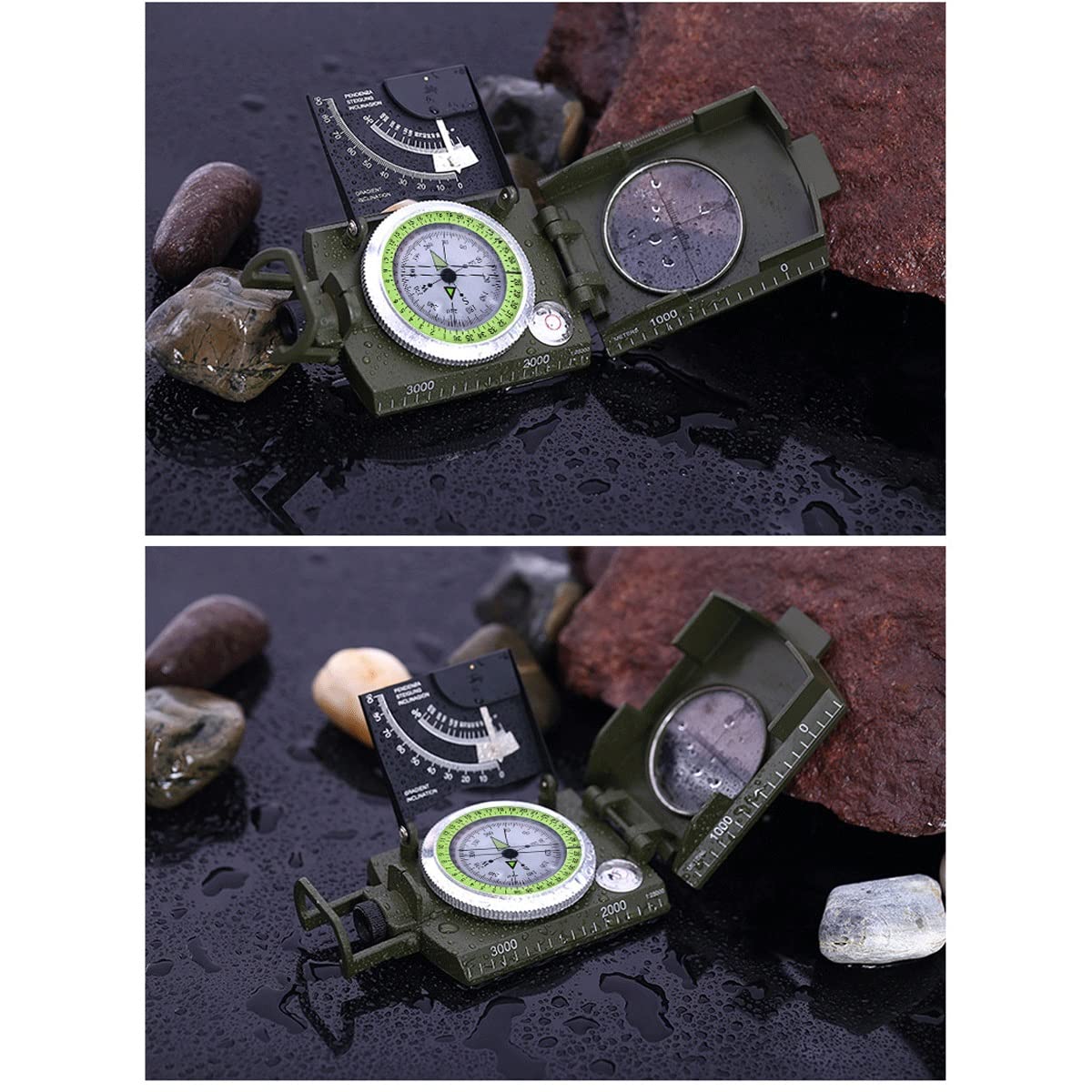 Military Sighting Compass for Hiking, Camping & Survival - Compact Handheld Compass with Declination Adjustment, Waterproof & Durable for Outdoor Adventures - Perfect for Backpacking, Hunting, Boy Scout Activities & Emergency Navigation