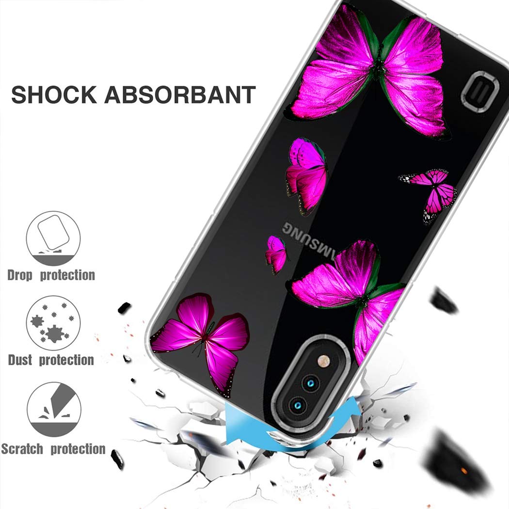Samsung Galaxy A01 Clear Case for Women - Soft TPU Shockproof Protective Phone Cover with Rose Butterfly Design | Perfect for Everyday Use, Work & Travel