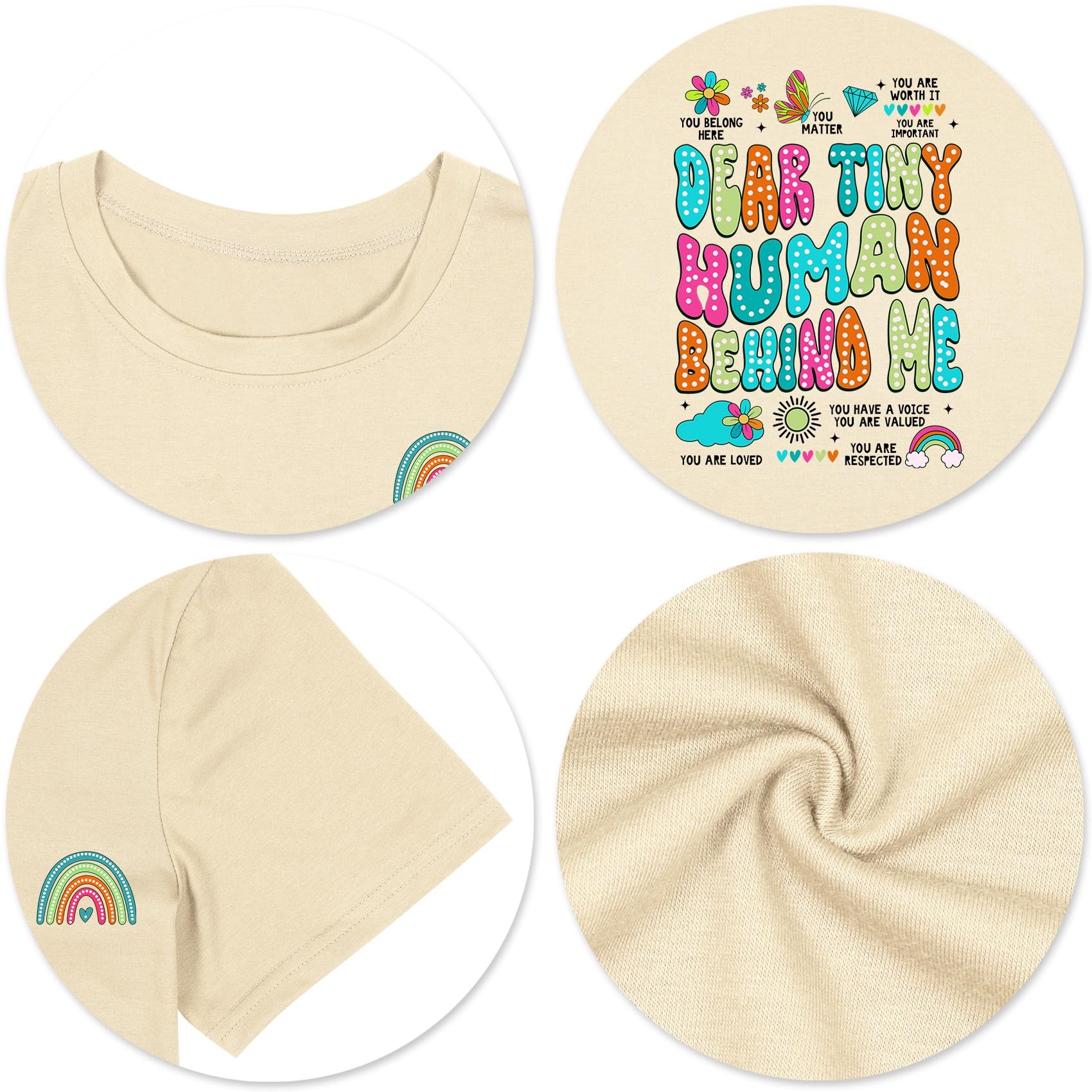 Funny Teacher T-Shirt for Women - Dear Tiny Human Behind Me Letter Print Teaching Top | Cute & Humorous Teacher Life Tee for Classroom, School, or Gifts