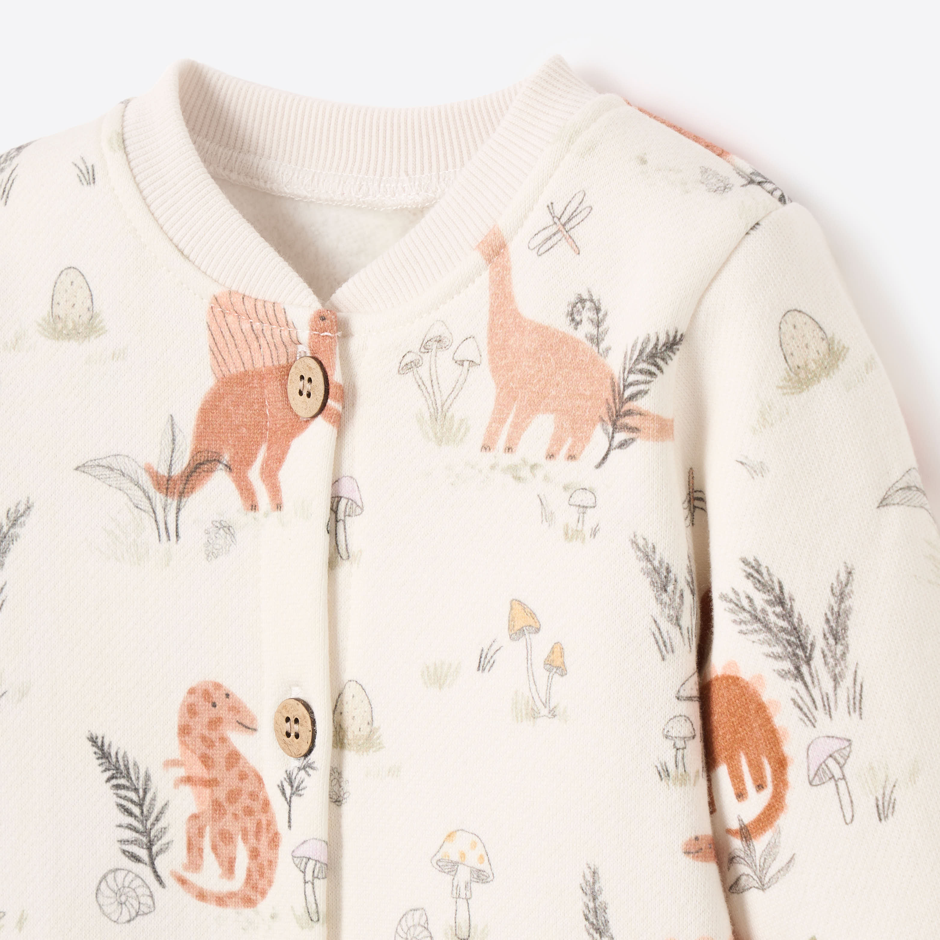 Dinosaur Organic Printed Fleece Jumpsuit for Kids - Soft & Comfortable Baby Romper - Perfect for Playtime, Sleepwear & Photo Shoots