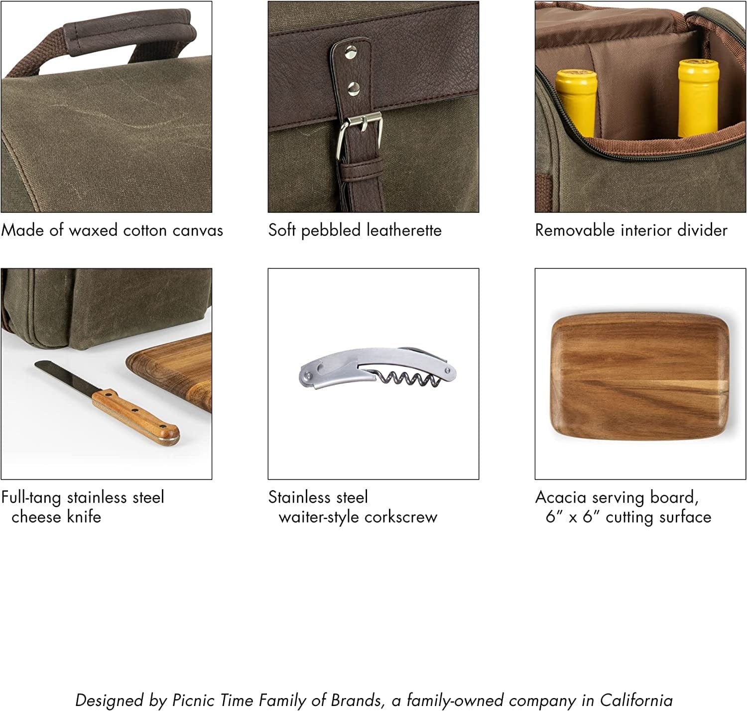 Premium Insulated Wine & Cheese Cooler Bag - Holds 2 Bottles - Perfect for Picnics, Beach Trips & Outdoor Parties