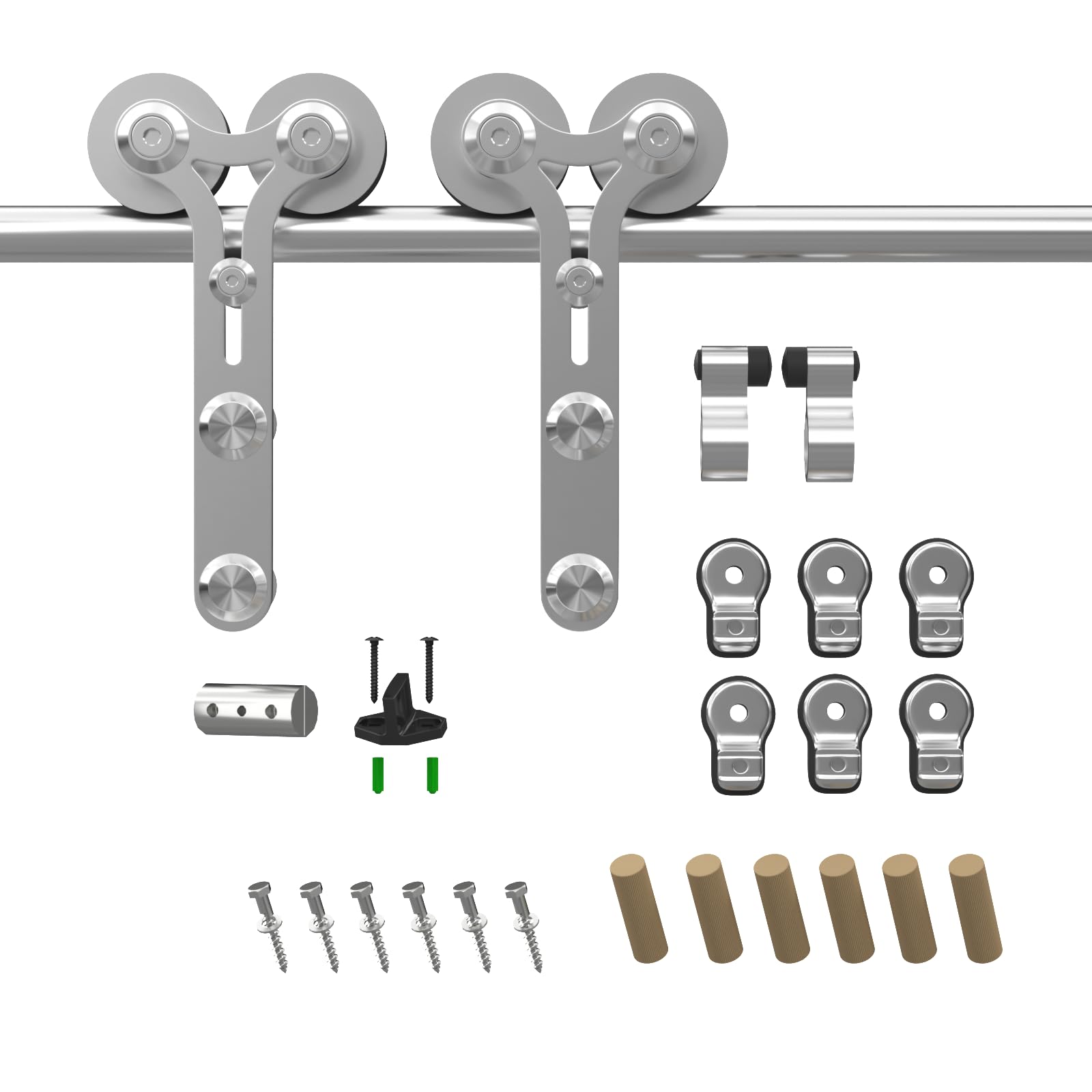 6FT Sliding Barn Door Hardware Kit - Stainless Steel Track for Single Door (36