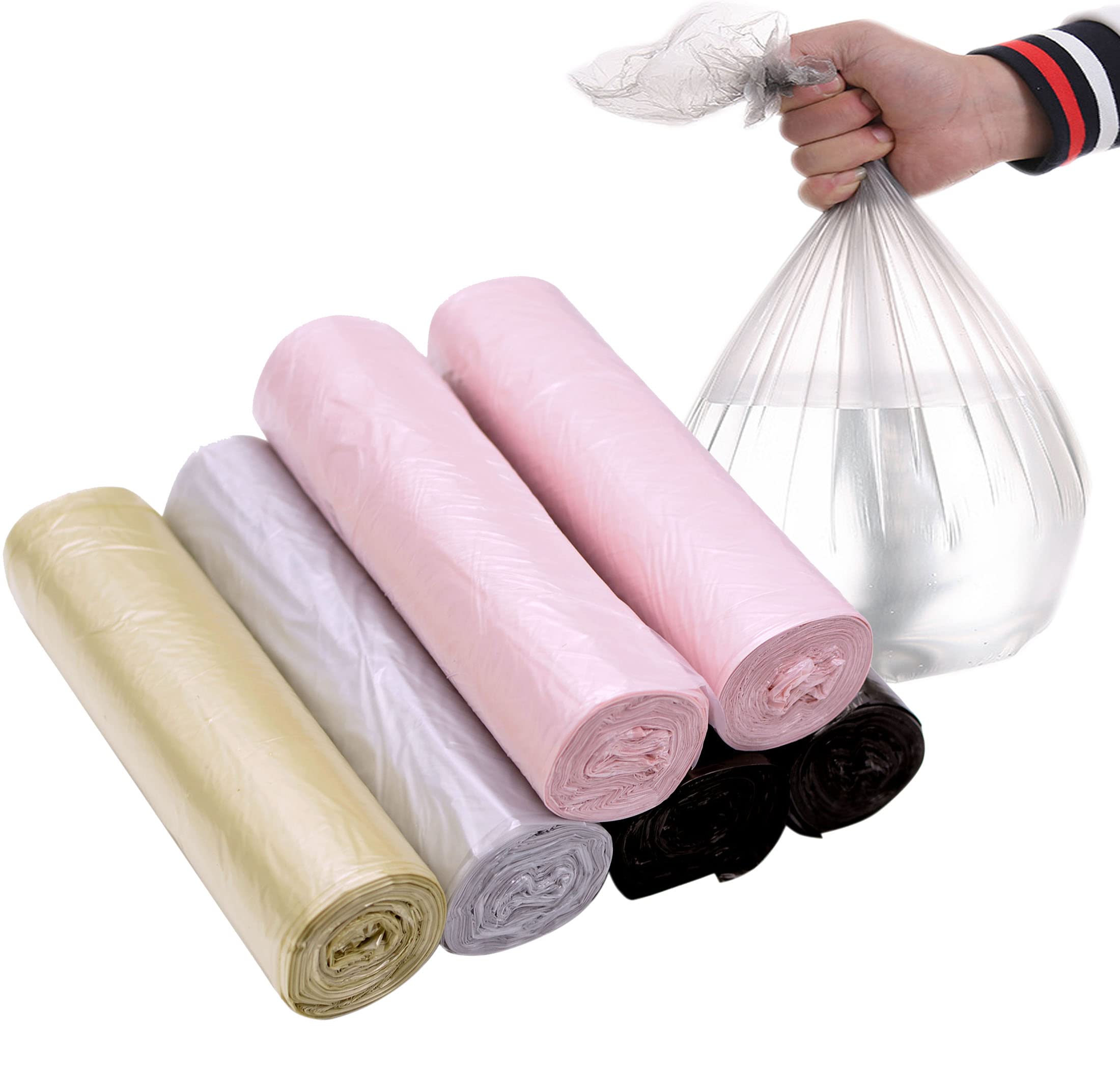 4 Gallon Small Trash Bags (120 Count, 6 Rolls) - Disposable Multicolor Garbage Bags for Bathroom, Office & Wastebasket - Perfect for Home, Kitchen & Commercial Use