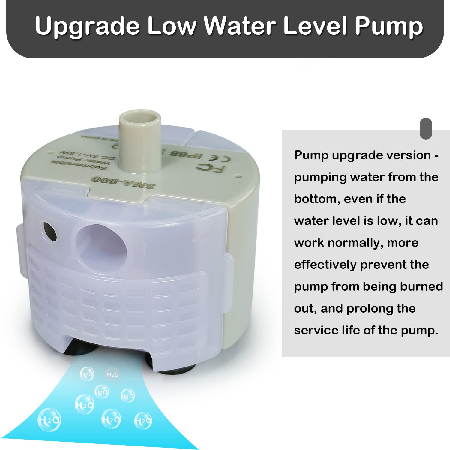 Cat Water Fountain Pump Replacement SMA-800 Motor - Quiet & Durable Pet Water Dispenser Pump for Cats, Dogs, and Small Animals
