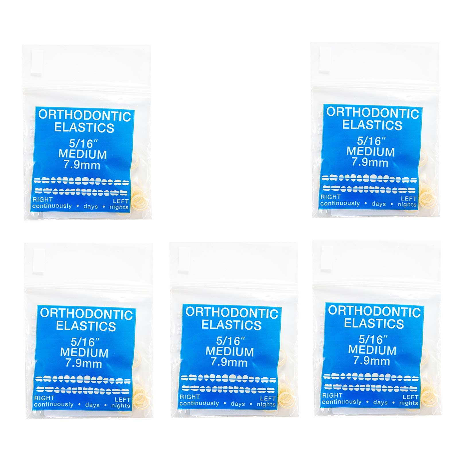 JMU Orthodontic Elastics 5/16 Medium, 500 Pack Latex Rubber Bands for Braces - Made in USA - Perfect for Teeth Alignment, Overbite Correction & Dental Appliances