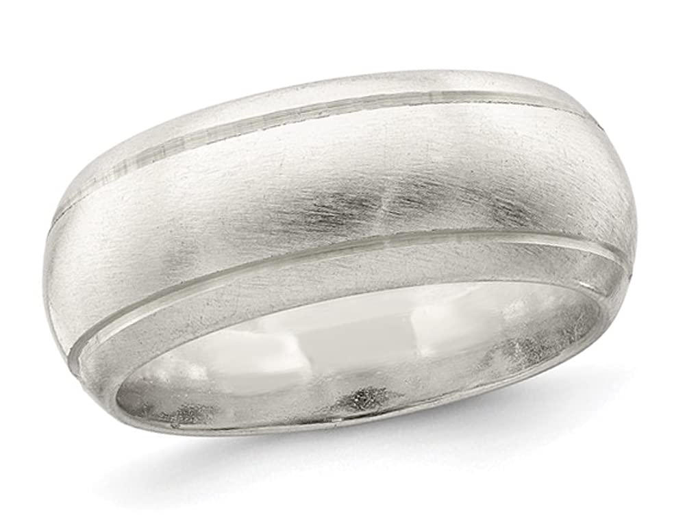 Sterling Silver 8mm Satin Finish Wedding Band Ring for Men - Perfect for Weddings, Anniversaries & Special Occasions