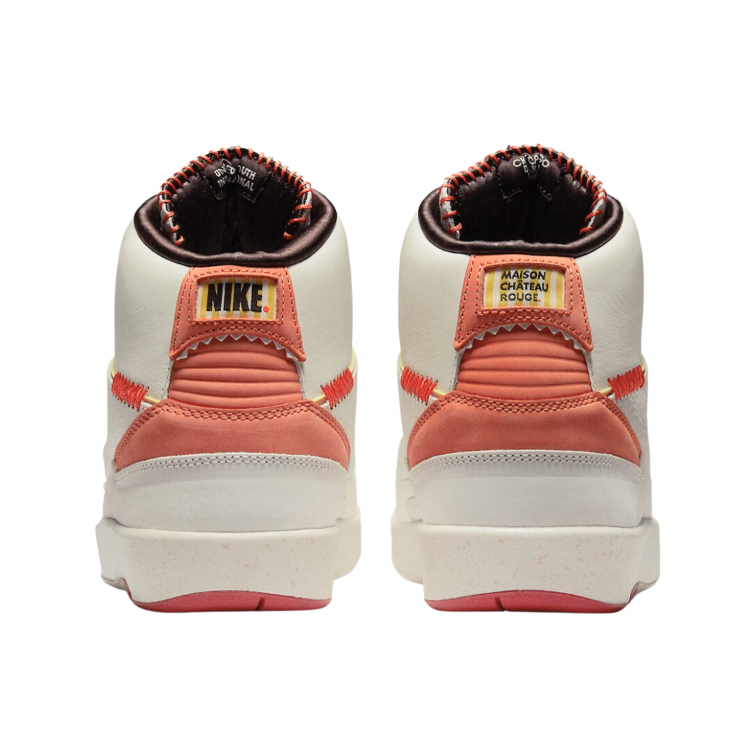 Air Jordan 2 Retro Sneakers - Maison Chateau Rouge Collaboration in Sail/Citron Pulse Orange - Men's Basketball Shoes for Streetwear & Casual Outfits