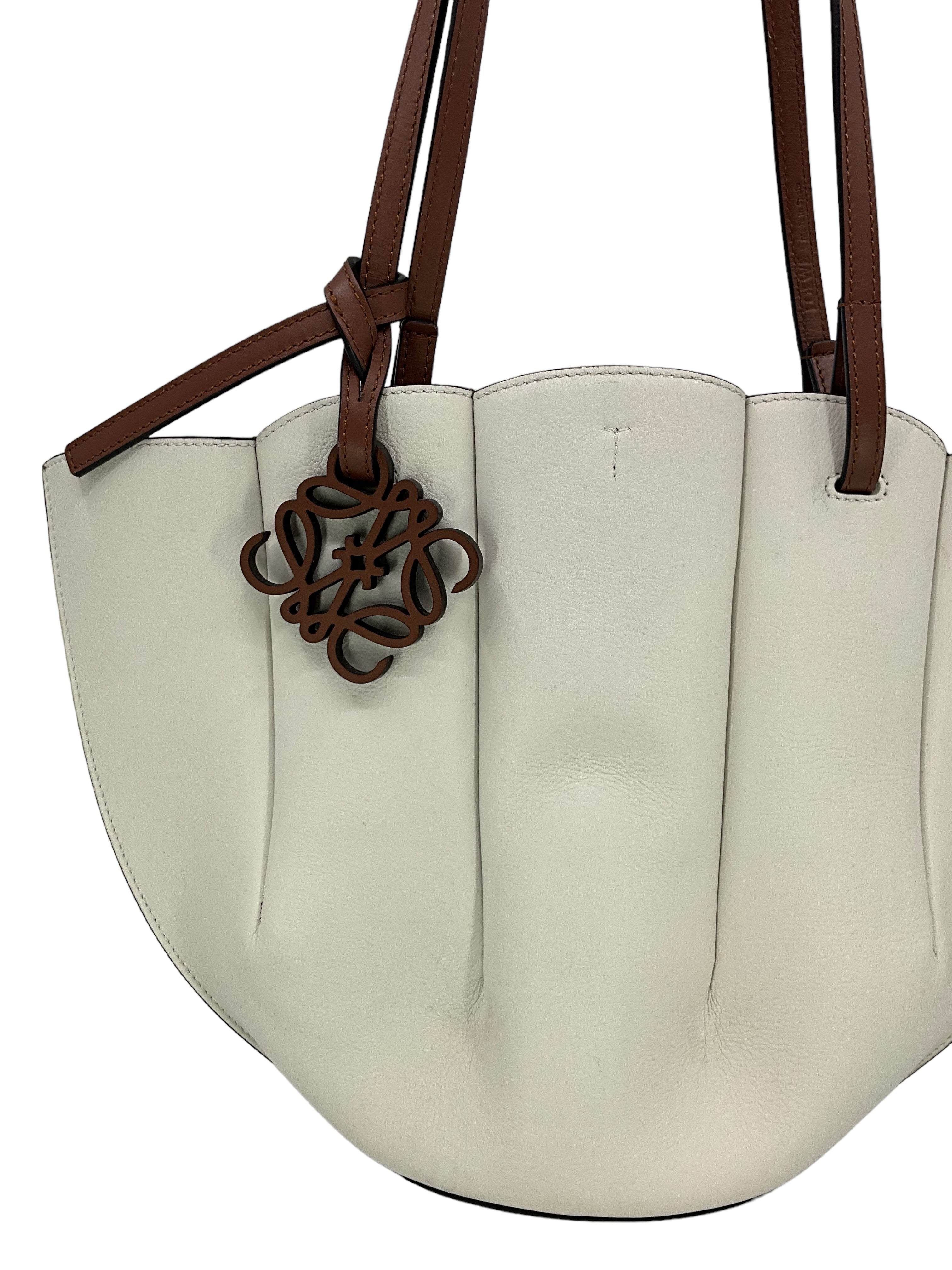 LOEWE Shell Small Leather Tote Bag for Women - Premium Genuine Leather Handbag - Perfect for Work, Travel & Everyday Use