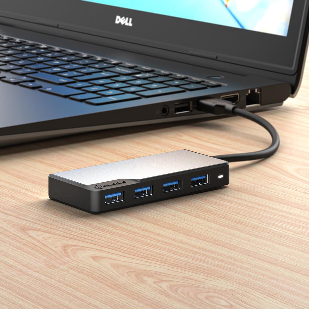 ALOGIC USB A Fusion Swift 4 Port Hub - Space Grey | High-Speed USB 3.0 Hub for Laptop, PC, MacBook | Perfect for Home Office, Gaming & Travel Accessories