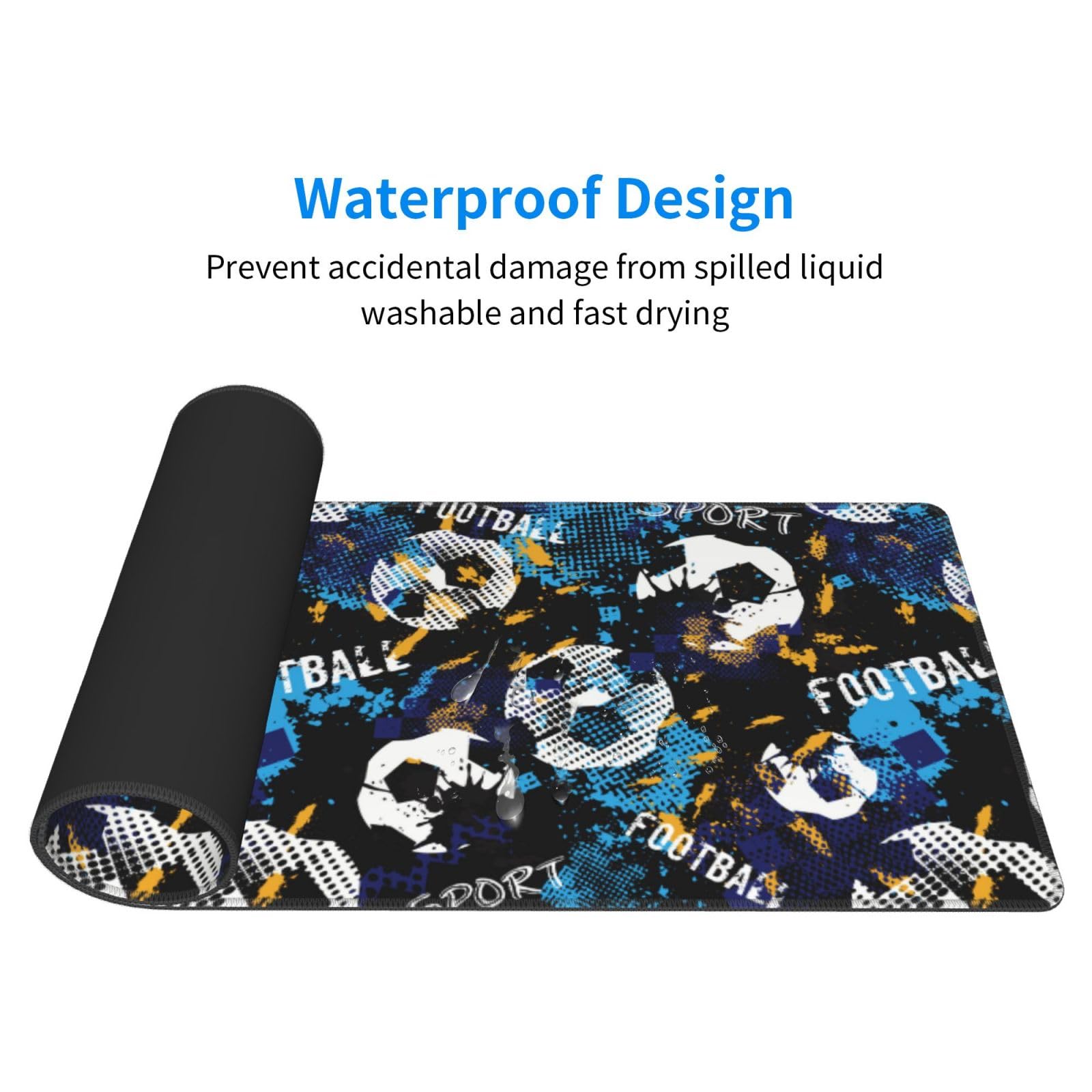 Mosytuky Extra Large Gaming Mouse Pad - Non-Slip Rubber Base Keyboard Mouse Mat for PC, Laptop, Work & Office (31.5 x 11.8 Inches) - Football Design - Perfect for Gaming, Home Office & Computer Workstations