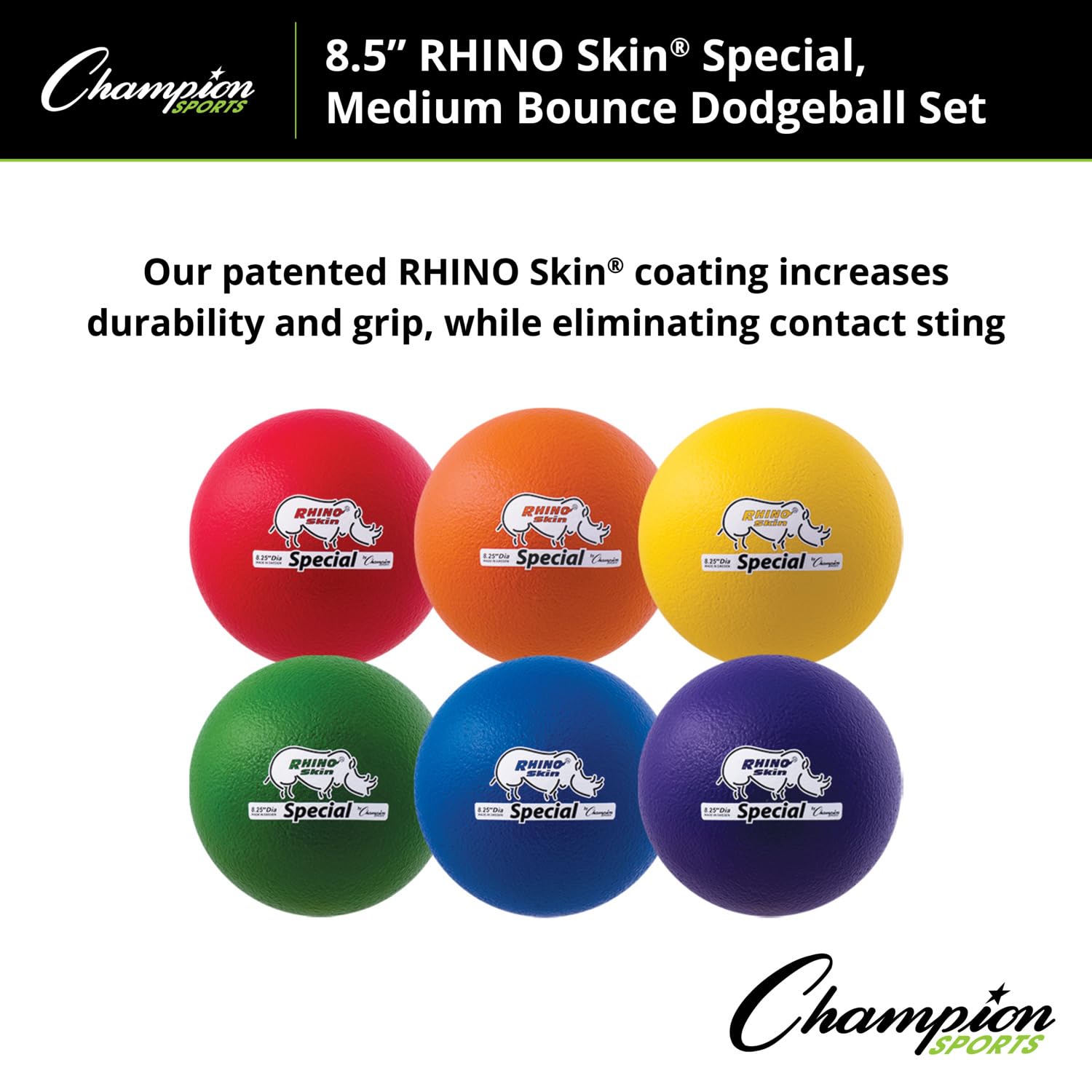 Champion Sports Rhino Skin Special Playground Ball - Durable Rubber Kickball for Kids, Gym Class & Outdoor Play - Perfect for School, Park & Recess Games