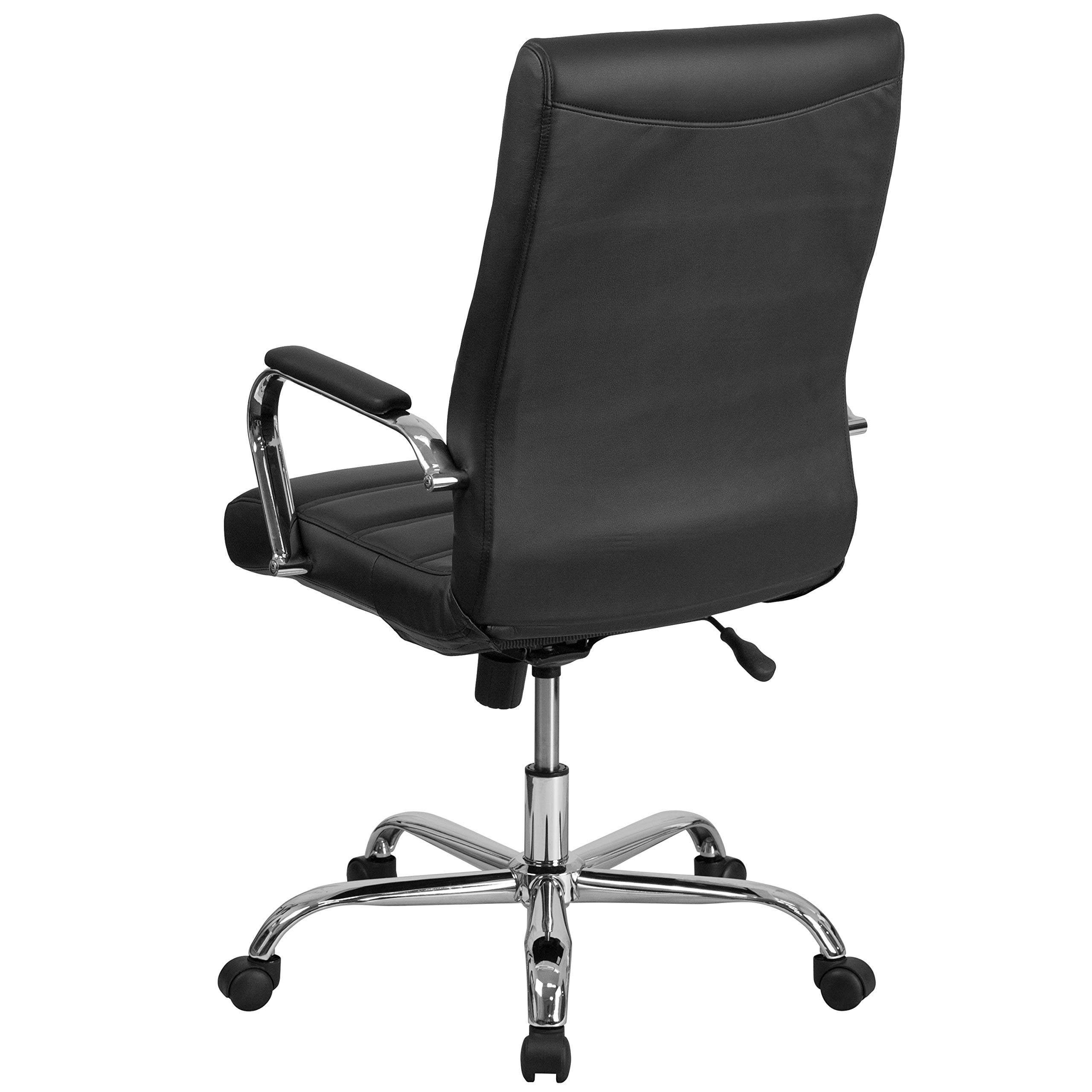 Whitney High-Back LeatherSoft Office Chair - Adjustable Swivel Desk Chair with Armrests, Black/Chrome - Perfect for Home & Office Workspaces