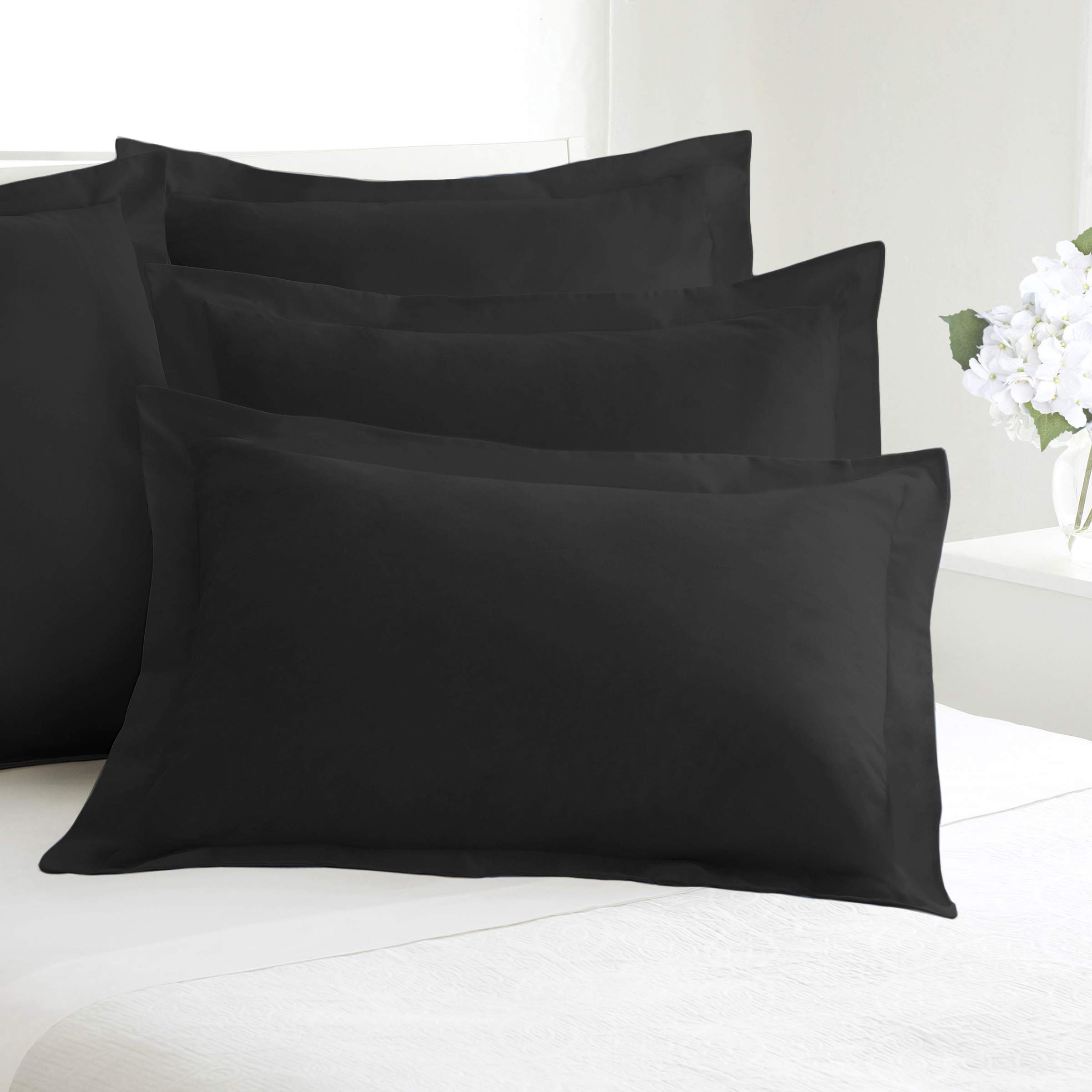 Premium Euro Sham Pillow Cover - Bed Maker's Tailored Sham in Black - Luxury Bedding for Master Bedroom & Guest Room Decor