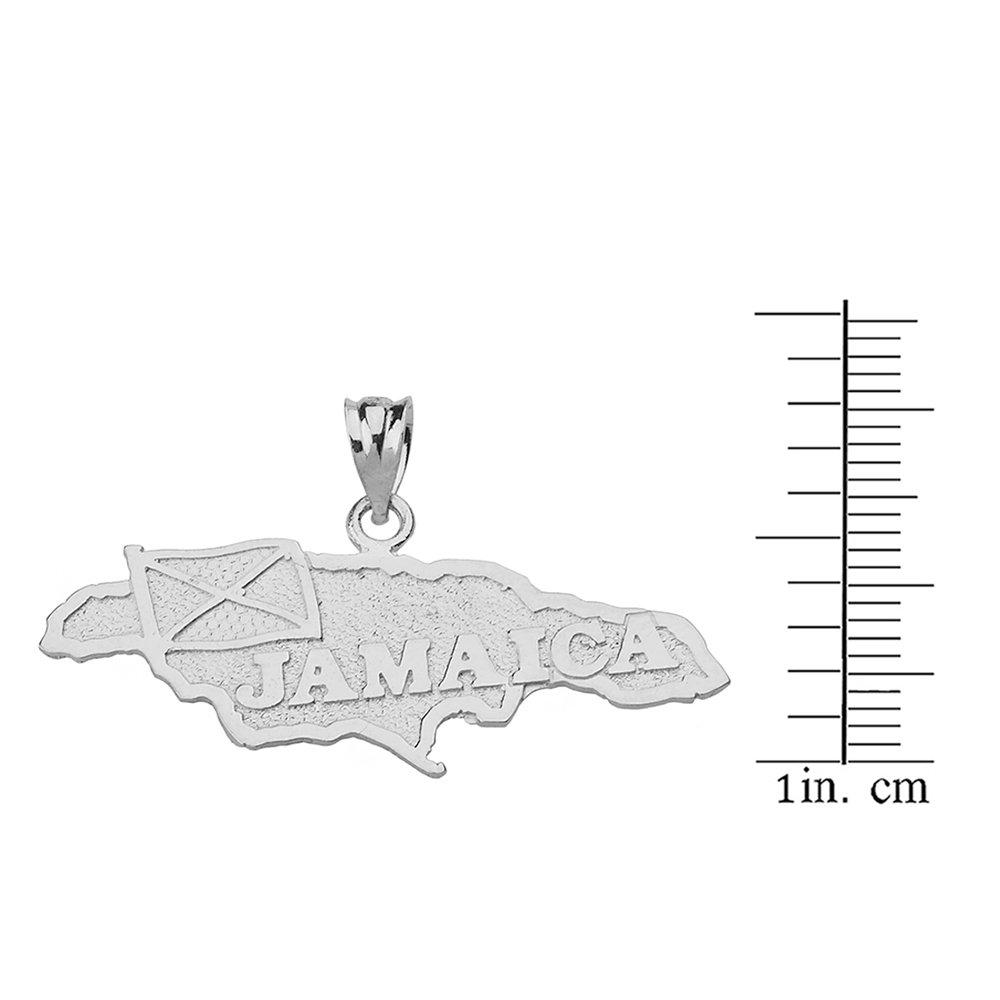 Jamaica Country Map Charm Pendant Necklace - Sterling Silver Jewelry for Travel Lovers & Island-Themed Outfits