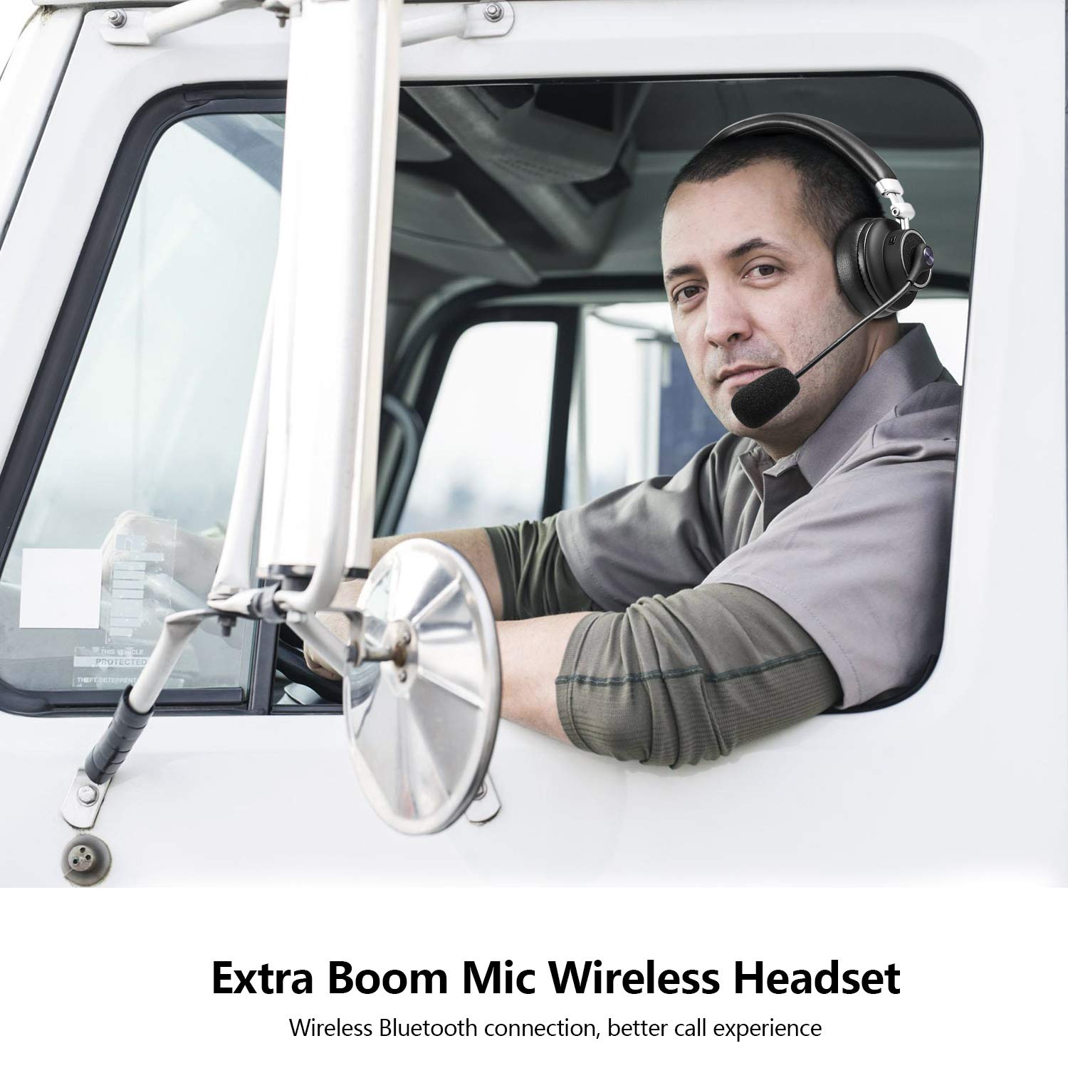 KIWITATA Wireless Bluetooth Headset for Truckers - Over Ear Noise Cancelling Headphones with Mute Mic for Truck Drivers, Business Calls, Office & Call Center - Perfect for Skype, Zoom & Remote Work
