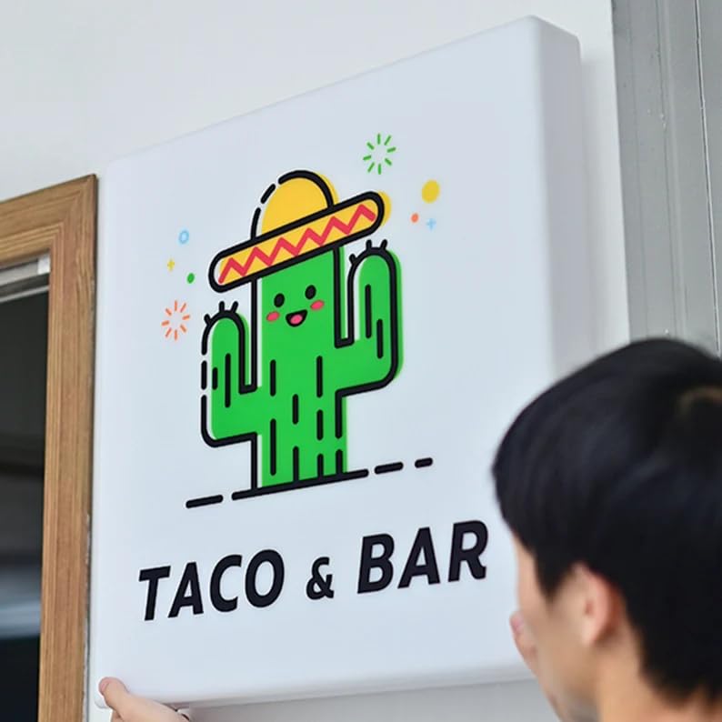 Custom LED Light Box with Acrylic Front - Personalized Logo Sign for Coffee Shops, Hotels & Retail Stores - Indoor Business Advertising & Decorative Lighting (Circle Shape)