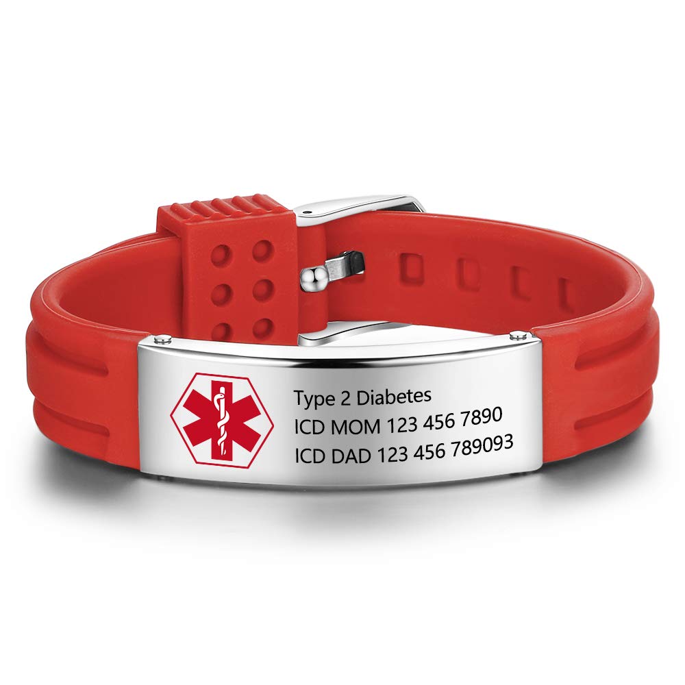 Lagofit Custom Medical Alert Bracelet for Men & Women - Personalized Silicone Medical ID Bracelet with Engraved Info - Ideal for Allergies, Diabetes & Emergency Identification (Unisex for Adults & Kids)