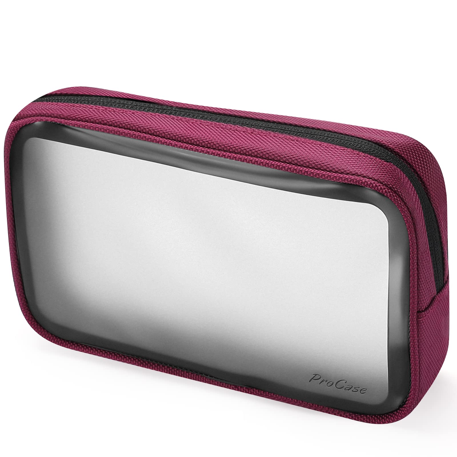 ProCase TSA Approved Clear Toiletry Bag for Travel - Matte Red Travel Organizer Pouch for Liquids, Creams & Cosmetics | Airline Compliant Carry-On Storage | Perfect for Airport Security Checkpoints & Weekend Getaways
